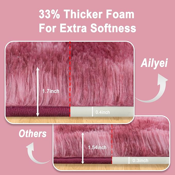 Soft Runner Rugs for Bedroom Hallways, 2x4 Tie-Dyed Blush Pink Fluffy Shag Throw Area Rug Non Slip for Bedside Dorm, Long Shaggy Furry Carpet for Nursery Living Room