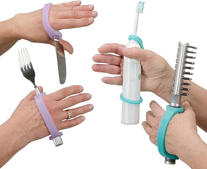 EaZyHold Silicone Universal Cuff, Adaptive Aid for Weak Hand Grip, Limited Mobility Holder for Daily Living - 9 Pack
