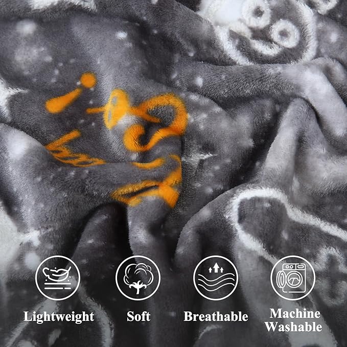 SOCHOW Glow in The Dark Gaming Blanket for Gamers, Soft Cozy Gamepad Game Controller Throw Gift Toys for Teens Youths Adults, Birthday Easter Room Decor Blanket, Grey 50 x 60 Inches