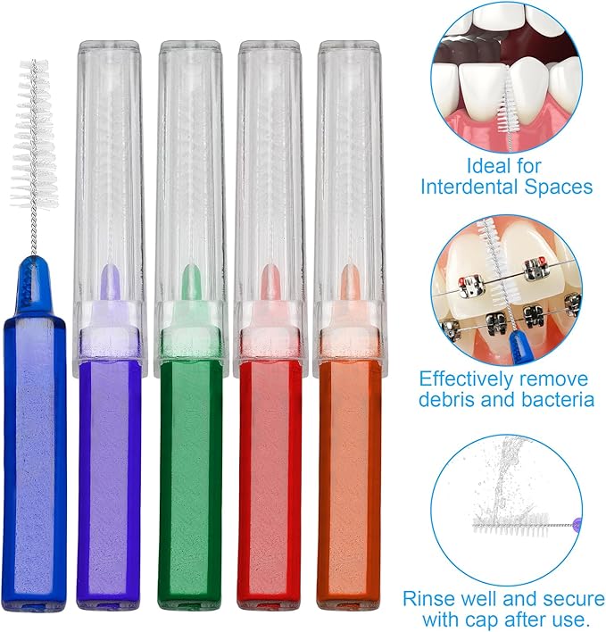 B Rush Interdental Advanced Fancy Brush for Braces, Oral Teeth Cleaning, Dental Disposable Soft Flossing Brushpicks Removes Plaque, Tapered Head Reach Both Small Tight Gaps and Wide Spaces (50 Pcs)