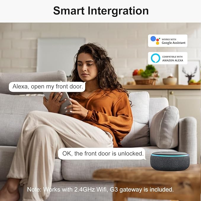 SMONET Smart Lock Keyless Entry Keypad Door Lock with Handle: WiFi Smart Fingerprint Lock for Front Door Easy Installation App Remote Control 2-Pack,WiFi Smart Deadbolt,Silver