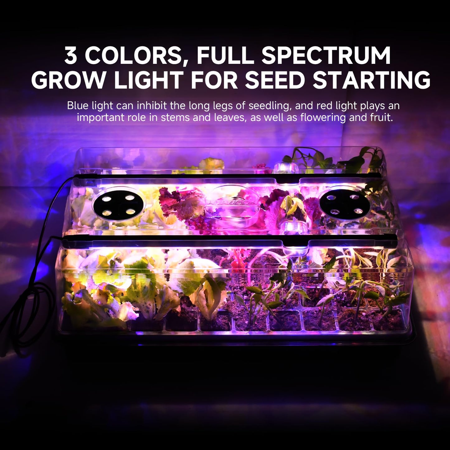 Seed Starter Tray, Seed Starter Kit with Grow Lights, Color Change Grow Lights for Seed Starting Kit, 3 Timming Set, Indoor Plant Growing Kit for Gardeners, Germination Trays Kits, Gardening Gifts