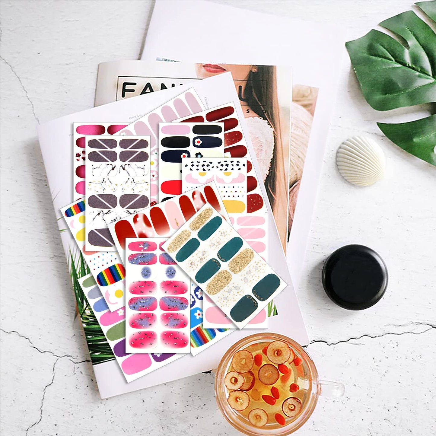 DANNEASY 30 Sheets Nail Polish Strips for Women Full Nail Wraps Gel Nail Strips Self Adhesive Nail Polish Stickers Stick On Nails Fingernails Manicure Sticker for Nail Art with Nail File
