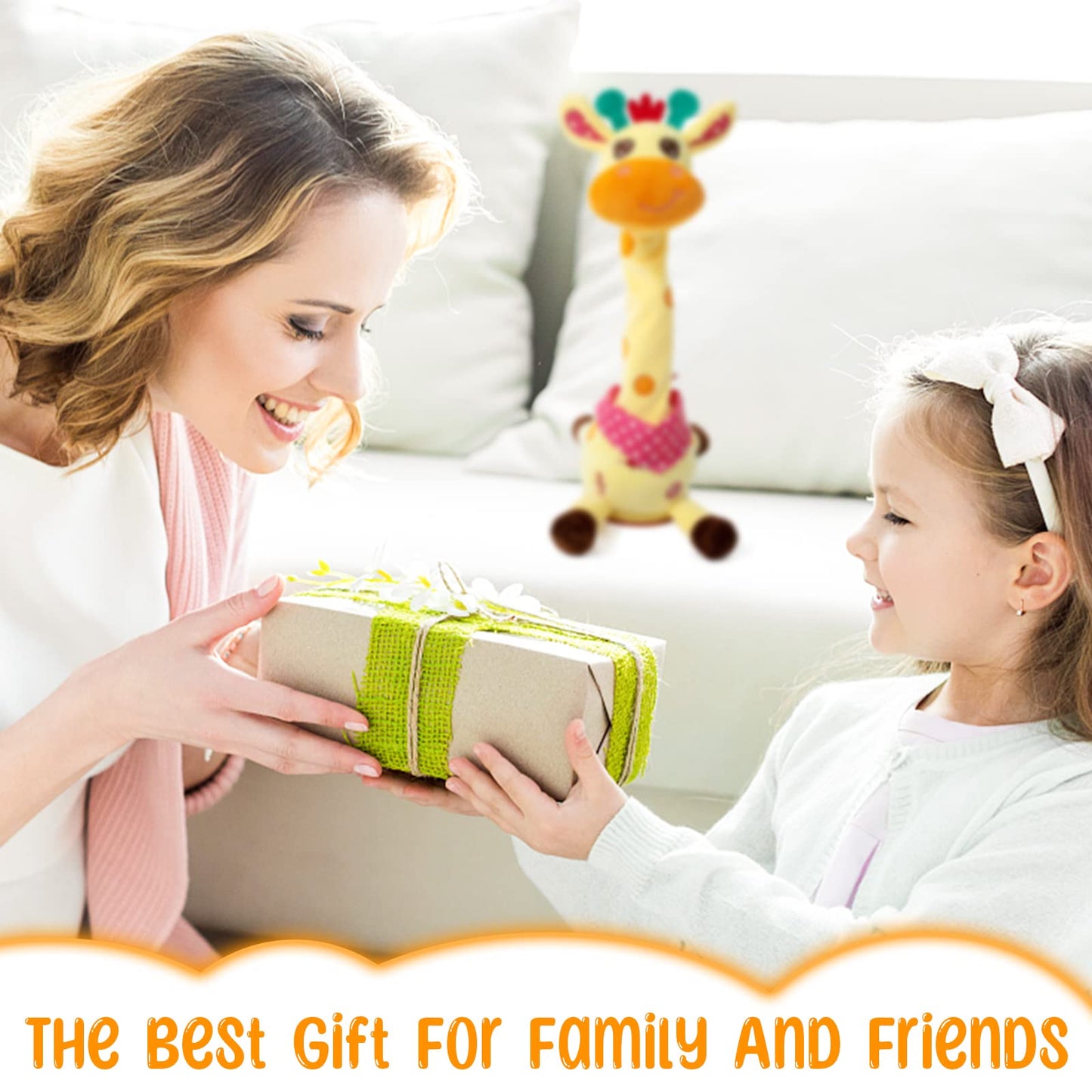 JISON21 Dancing Talking Giraffe Plush Toy, Funny Singing Recording & Repeating Musical Giraffe, Unique Valentine's Day Gift for Girlfriend Boyfriend, Interactive Fun for Baby Toddlers Kids(Yellow)