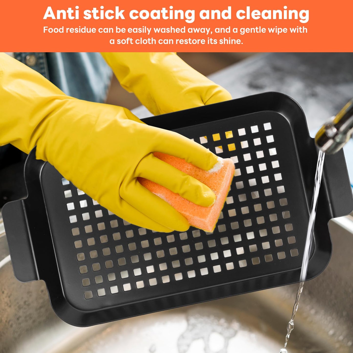 Ayiusedeza 2PCS Grill pan, BBQ Grill Topper for Outdoor Grill with Hole, Non-stick enamel coating, suitable for picnicking, camping, yard (2 pieces)