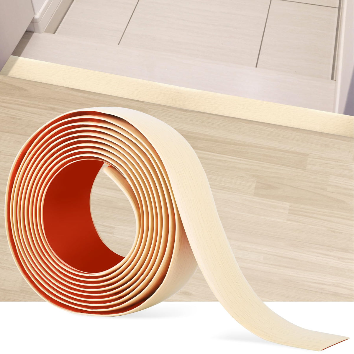 5Ft Floor Transition Strip Self Adhesive Vinyl Cover Floor Strip Flat Divider Transition Strip Wood Grain Design for Laminate Floor Gaps and Doorway Transitions