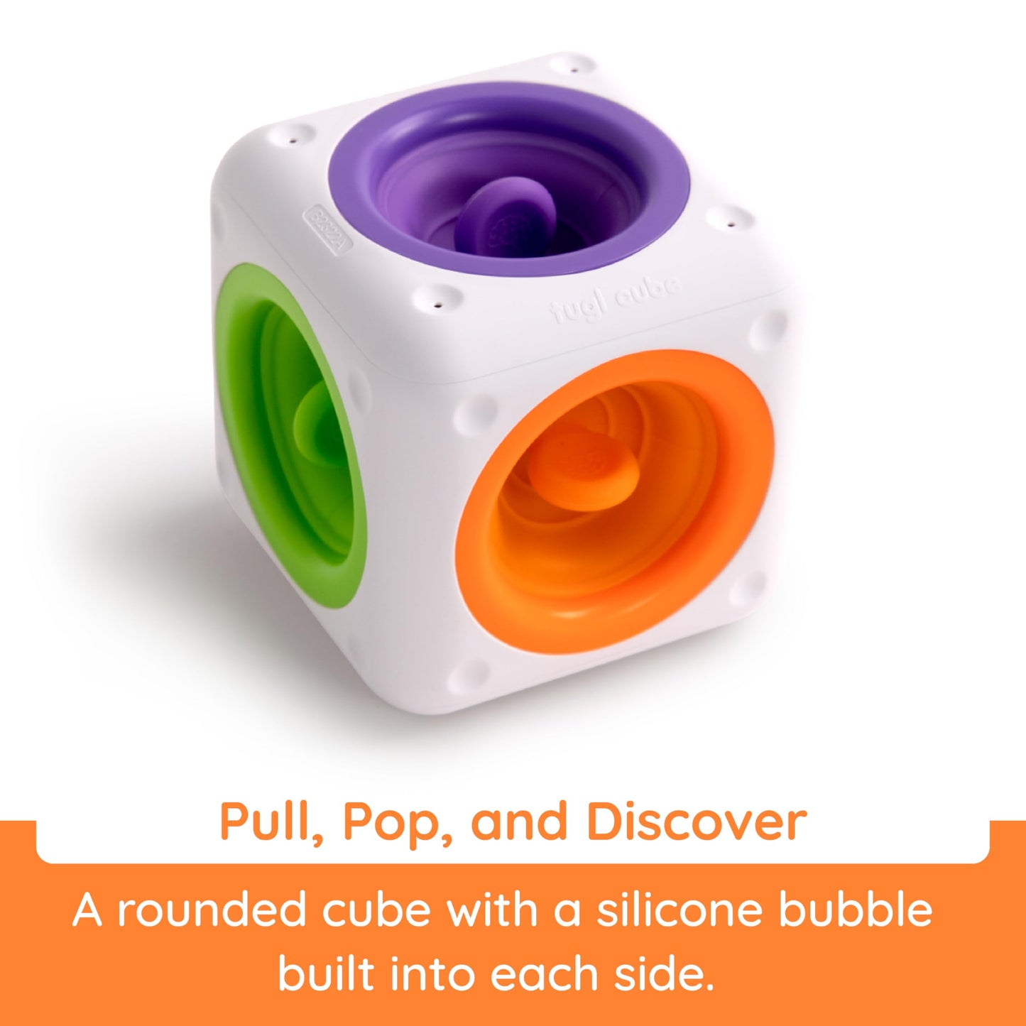 Fat Brain Toys Tugl Cube Popping Fidget Toy, Engaging for Toddlers, Kids, Teens, Adults - Relaxing Handheld Fidget Cube, 2 Years and Up