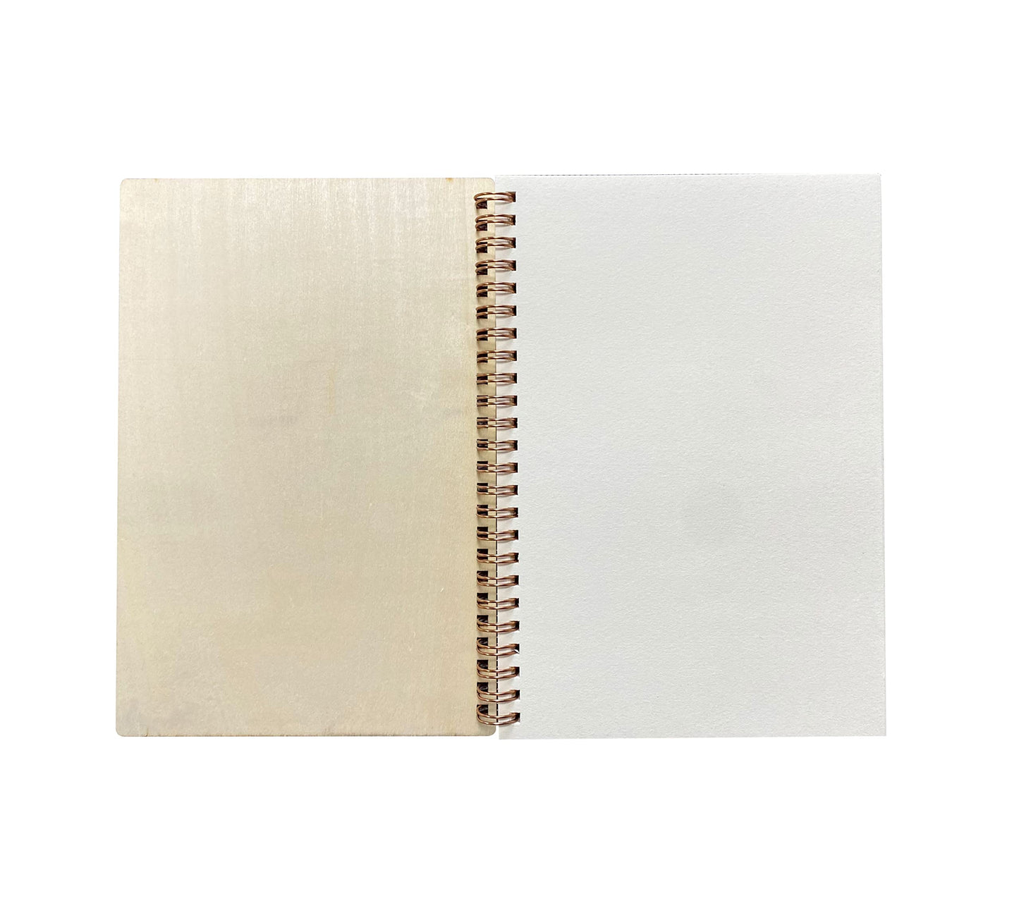 Cregugua 4 Pack A5 Wood Cover Jounal Notebook 40 Sheets Sketchbook 8.5 x 5.8 In Unlined Spiral Notebook for Crafting Project,Small Scrapbook