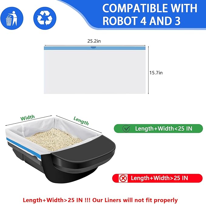80 Count Automatic Litter Box Bags, Cat Litter Box Robot 4/5 Waste Bags