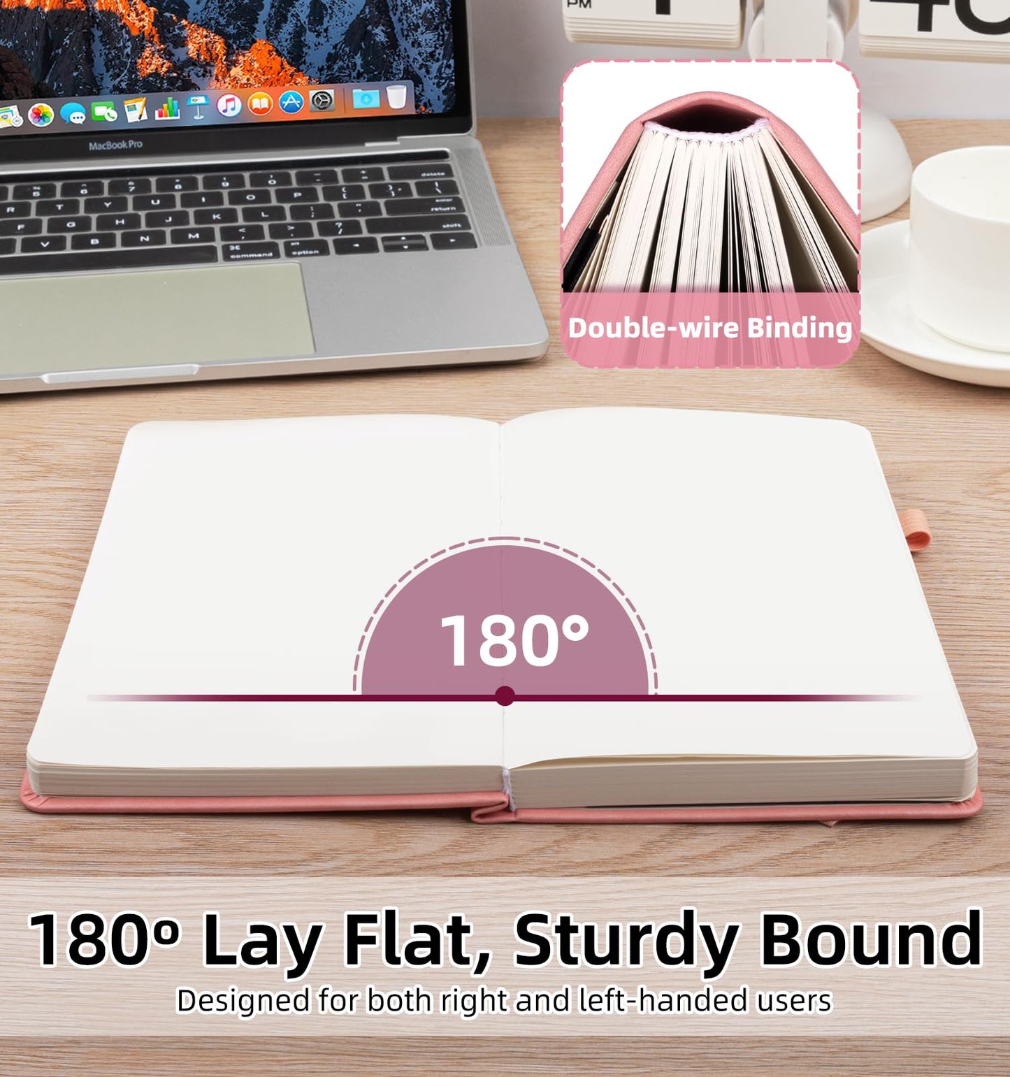 ALKALO Blank Journal Notebook 365 Pages, A5 Leather Sketch Book for Drawing Women & Men, Hardcover Notebook with 100GSM Thick Paper, Sketchbook for Travel, Work, School, Note Taking
