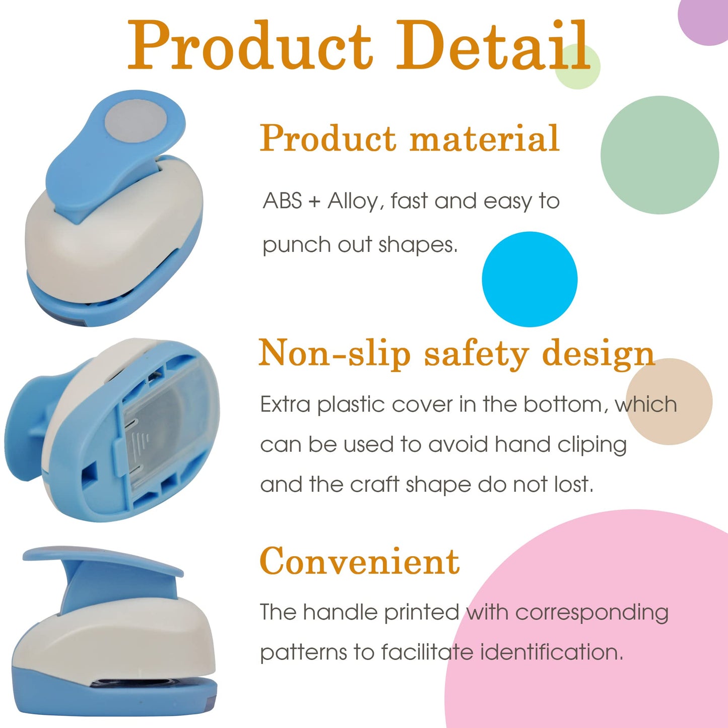 Ecohu Set 5 Circle Paper Punch 0.3'' / 0.6'' / 1'' / 1.5'' / 2'', Scrapbooking Hole Punches Crafting, Design for Office Supplies, Card Making, DIY Photo Album.