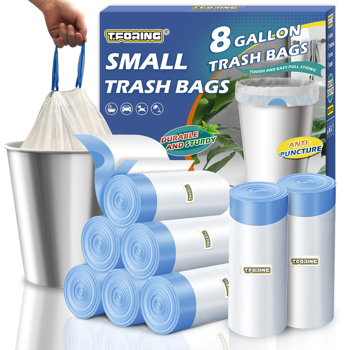 Medium 8 Gallon Trash Bags Drawstring (240 Count)