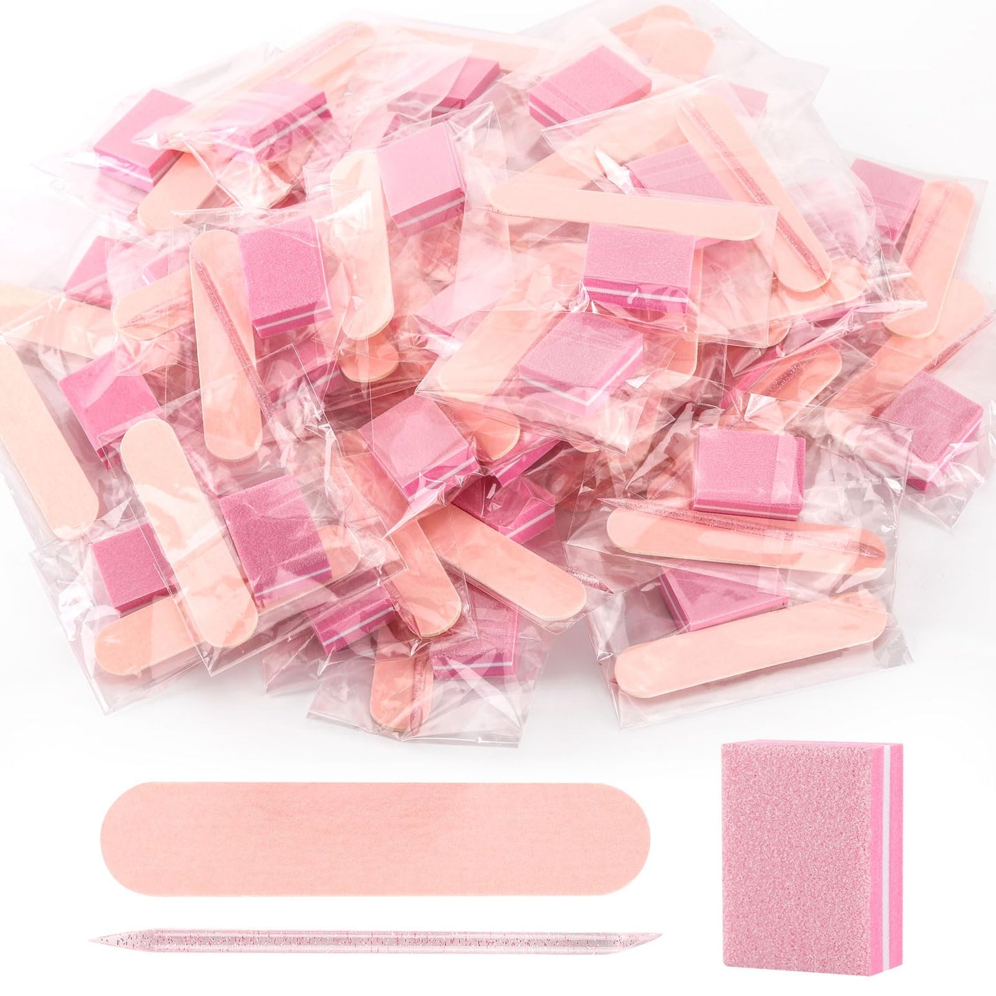 48 Sets Disposable Manicure Kit, Individually Package Nail Kit,Manicure Set with Mini Nail File,Mini Nail Buffer,Nail Stick for Salon Home