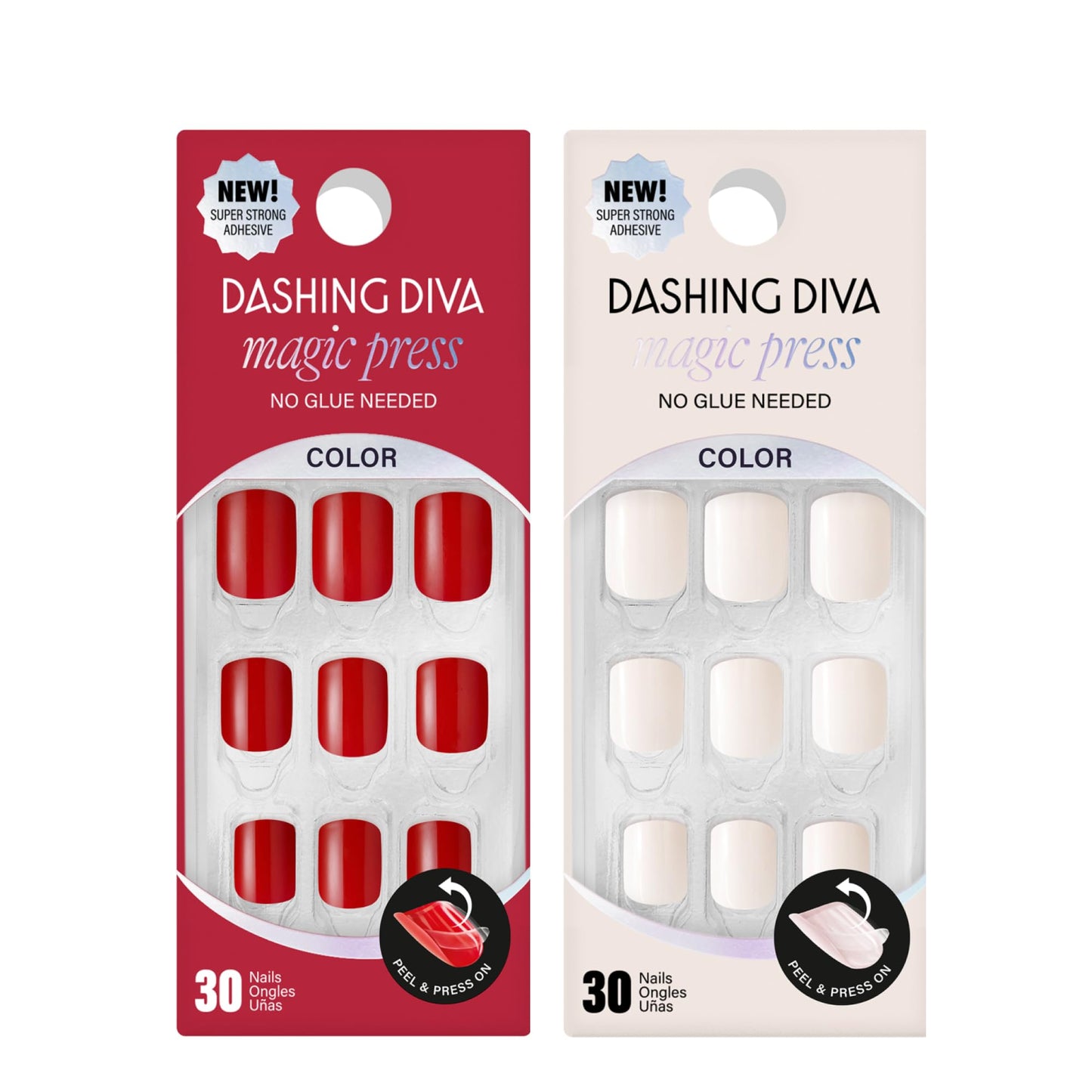 Dashing Diva Magic Press Nail Bundle - White Chocolate Cherries Collection - Short Square Press On Nails - Cherry Popsicle & Coconut Milk - Long Lasting Gel - Lasts Up to 7 Days - 2 Sets