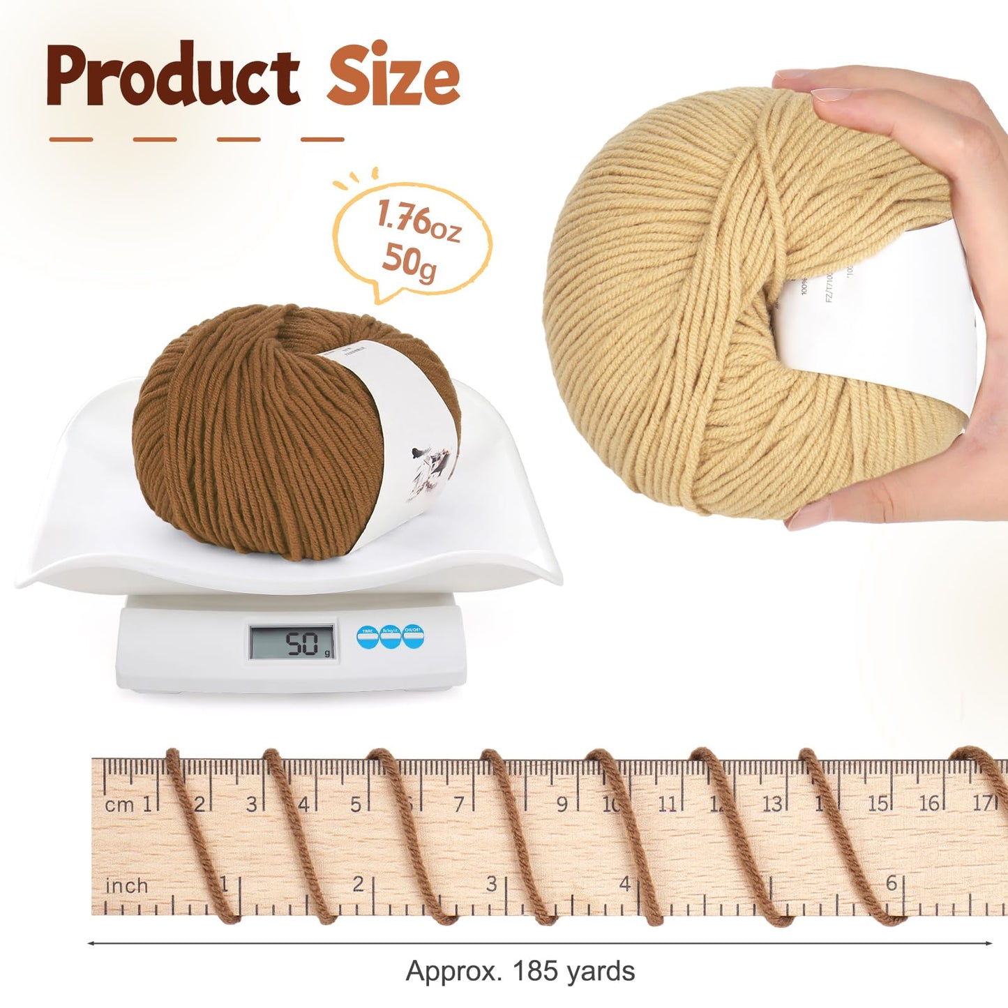 Katech 20 Skeins Cotton Yarn for Crocheting-55% Cotton 45% Acrylic-#3 DK (Light)-Super Soft Milk Cotton Yarn-Great Crochet and Knitting Starter Kit for Colorful Craft（Color D）