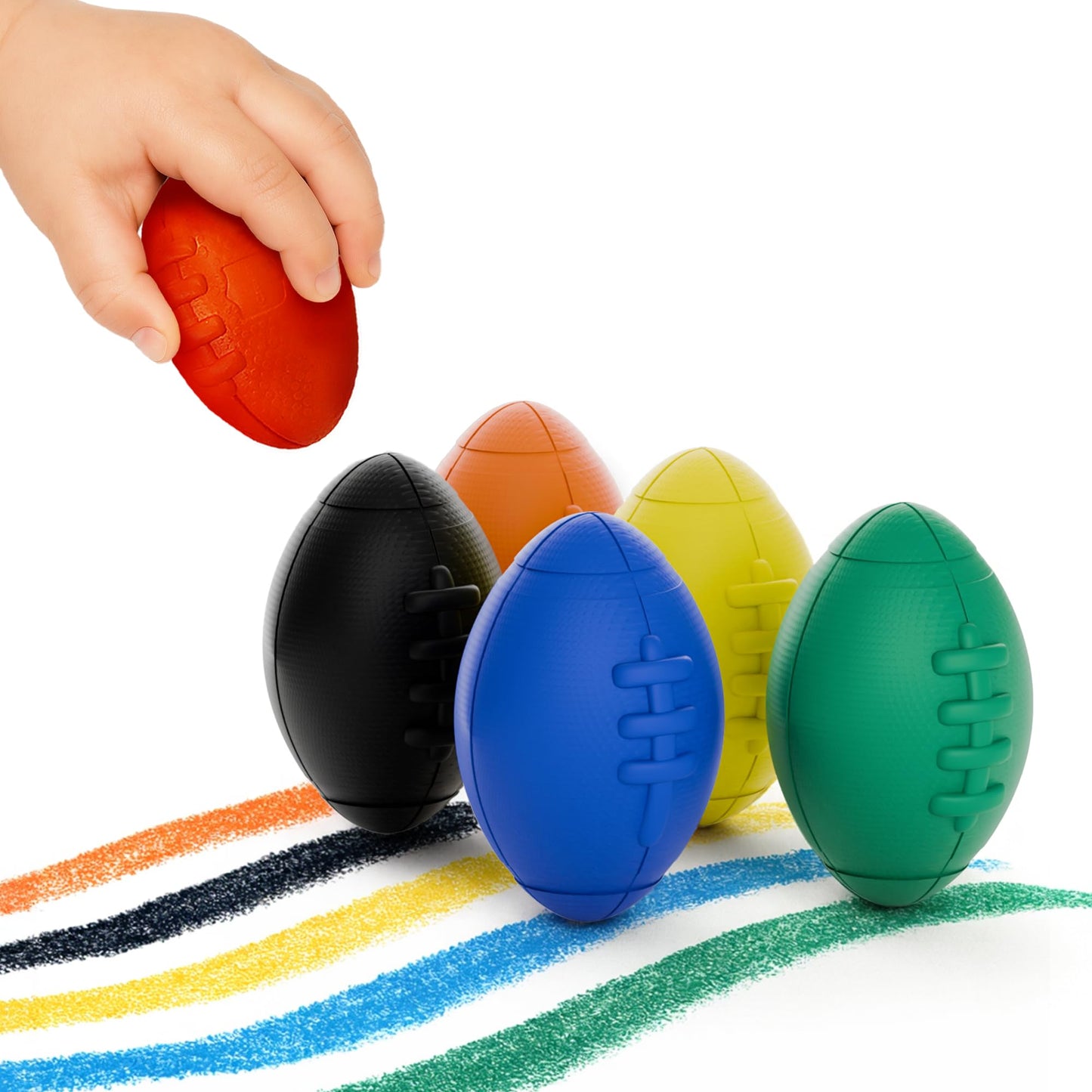 6 Colors Unbreakable Football Jumbo Crayons, Big Egg Crayons for Toddlers and Babies, Non-Toxic, Easy Grip for Small Hands, No Mess Coloring, Baby Learning Gifts