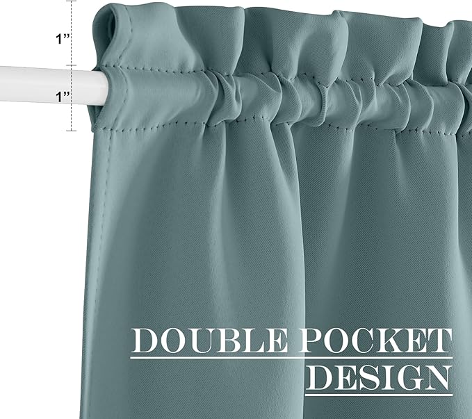 NICETOWN French Door Curtain for Door Window, Privacy Thermal Insulated Window Covering for Patio Front Sidelight Panel, W36 x L50 inch, 1 Panel, Greyish Blue