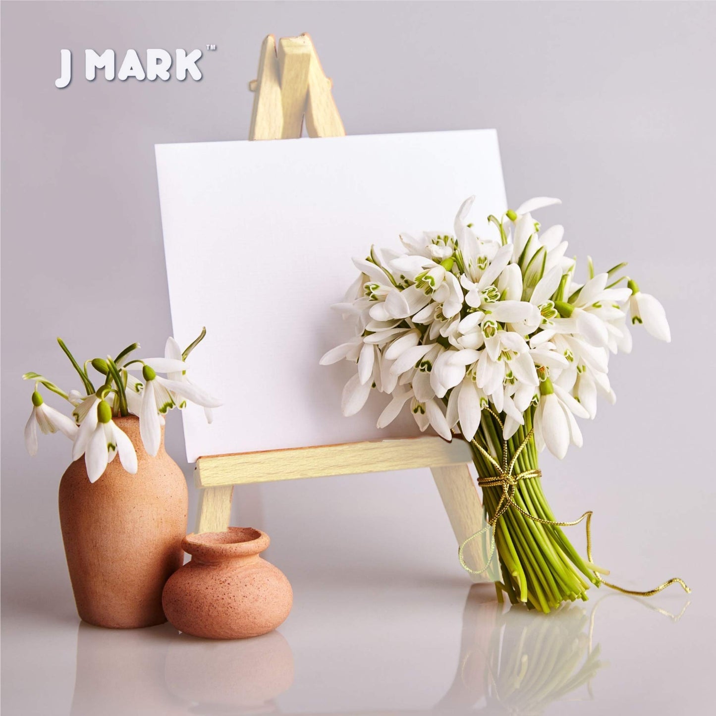 J MARK Paint and Canvas Set – Mini Canvas Acrylic Painting Kit with Wooden Easel, Canvases, Acrylic Paint, Brushes & Palette, Canvas Paint Set, Painting Kit for Adults & Kids