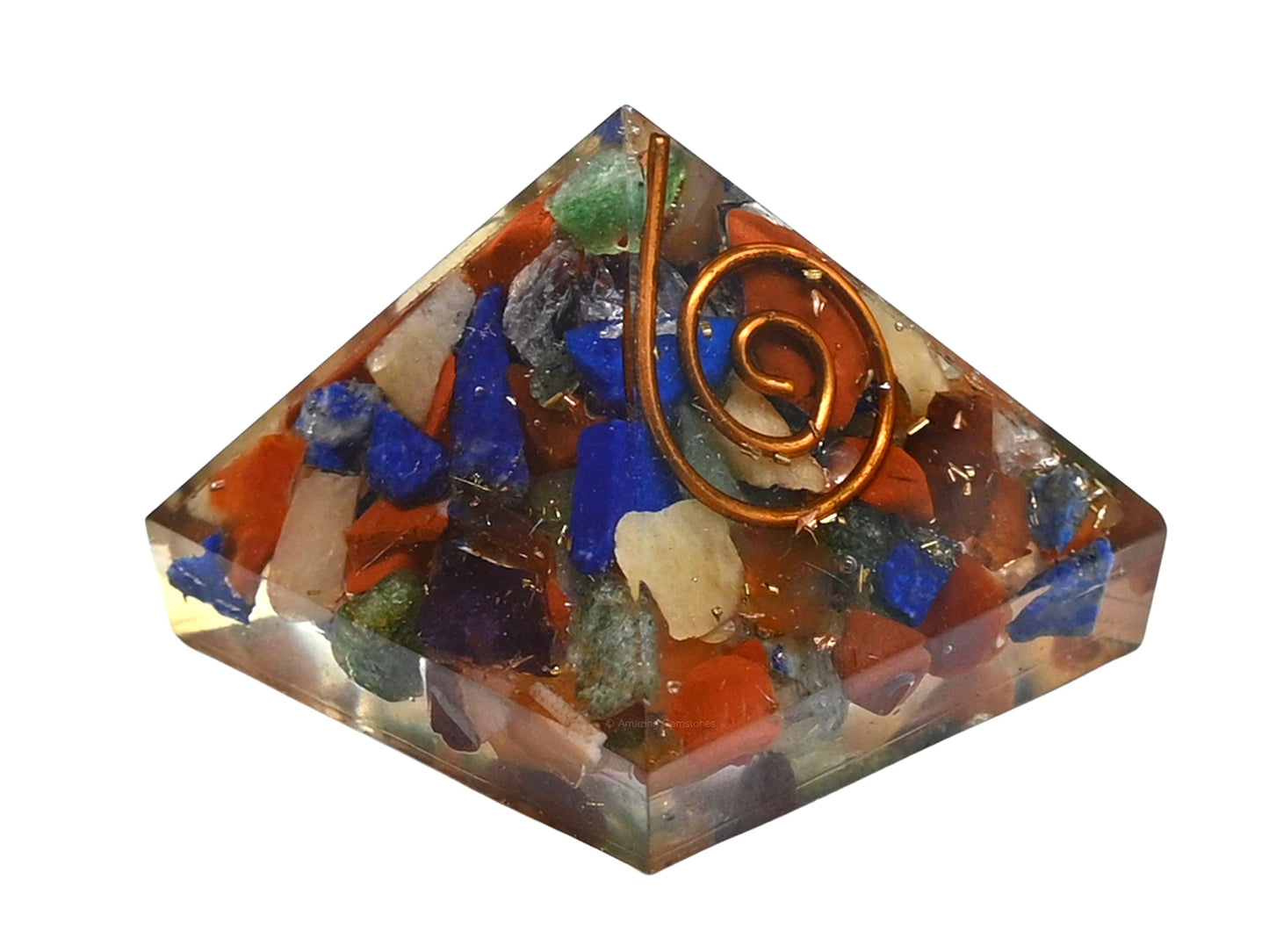 Amazing Gemstone 7 Chakra Orgone Pyramid - 30mm Small Orgonite Pyramids with Crystals and Healing Stones - Authentic Organite Gifts