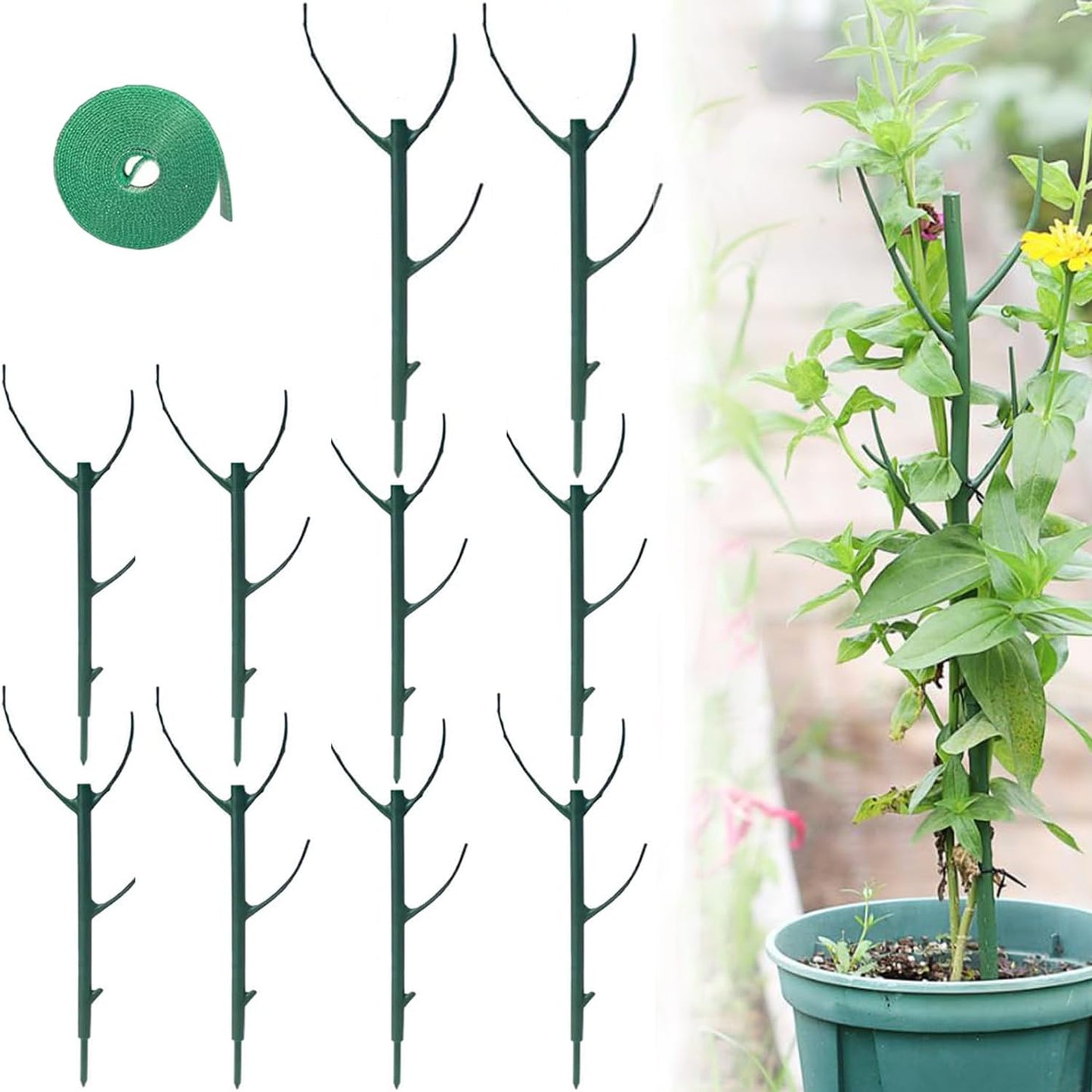 Upgrade Stackable Monstera Plant Support,2026 New Durable Garden Plant Support Stakes for Indoor Outdoor Potted Plants,Garden Accessories Plant Sticks for Vine Training Stem Stabilization (10, Green)