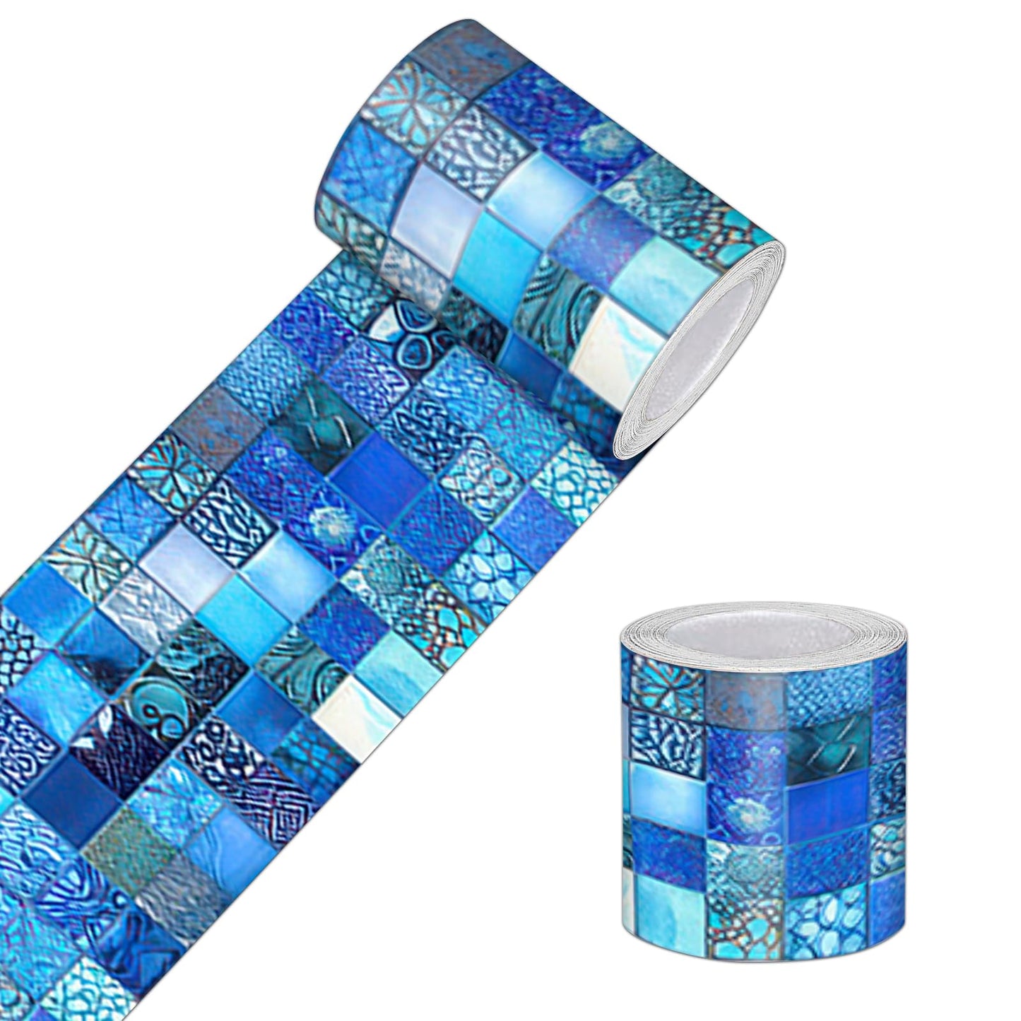 HOMETITUTE Wallpaper Border 4x196 Inch Peel and Stick Wall Border Wallpaper Border Self Adhesive Mosaic Tile Style Trim for Bathroom Kitchen Backsplash Mirror Frame Sink Cabinet Laundry Wall Decor