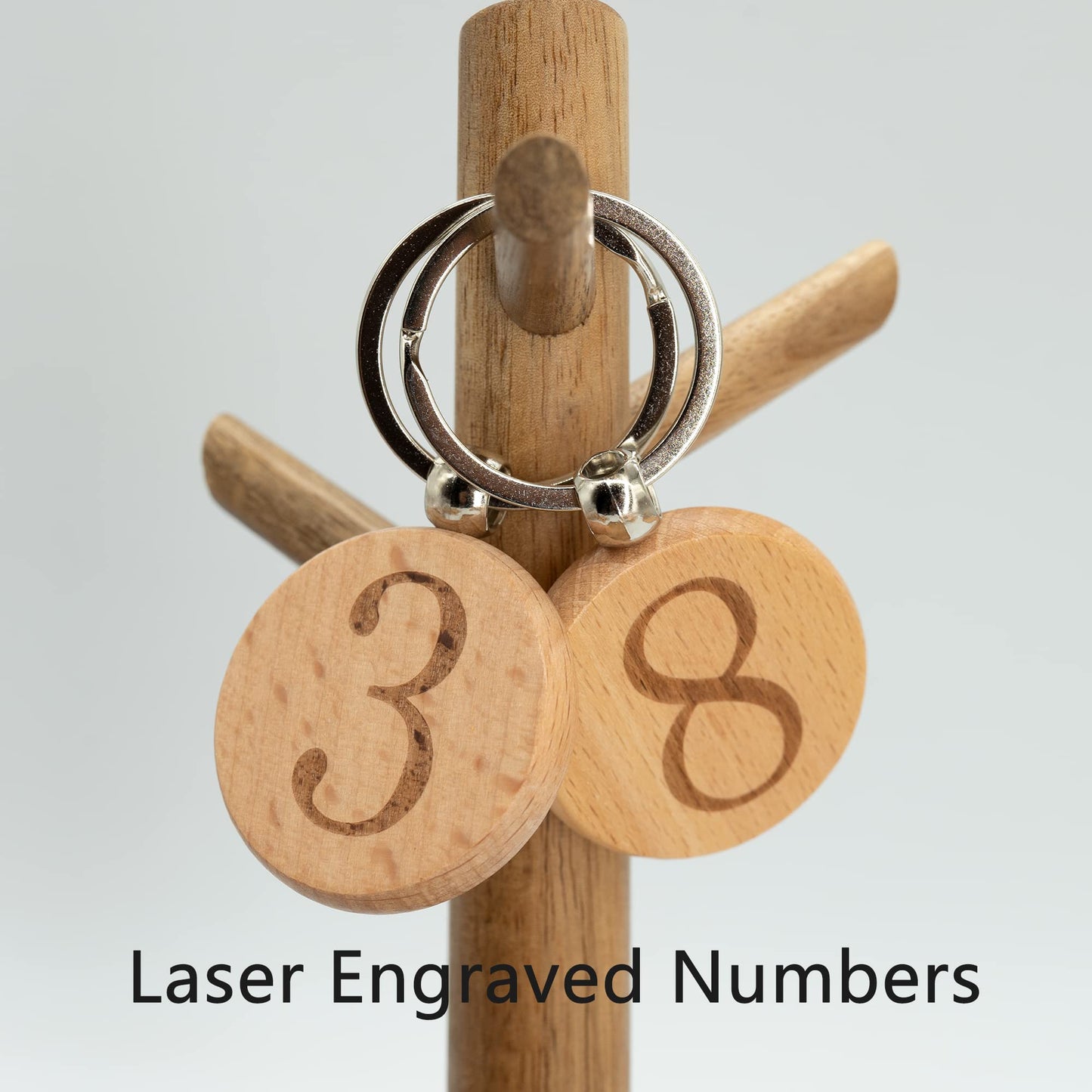 TFoRibbon 50 Pcs Wood Engraving Blanks Wooden Blank Keychains (Round) TFoRibbon00057