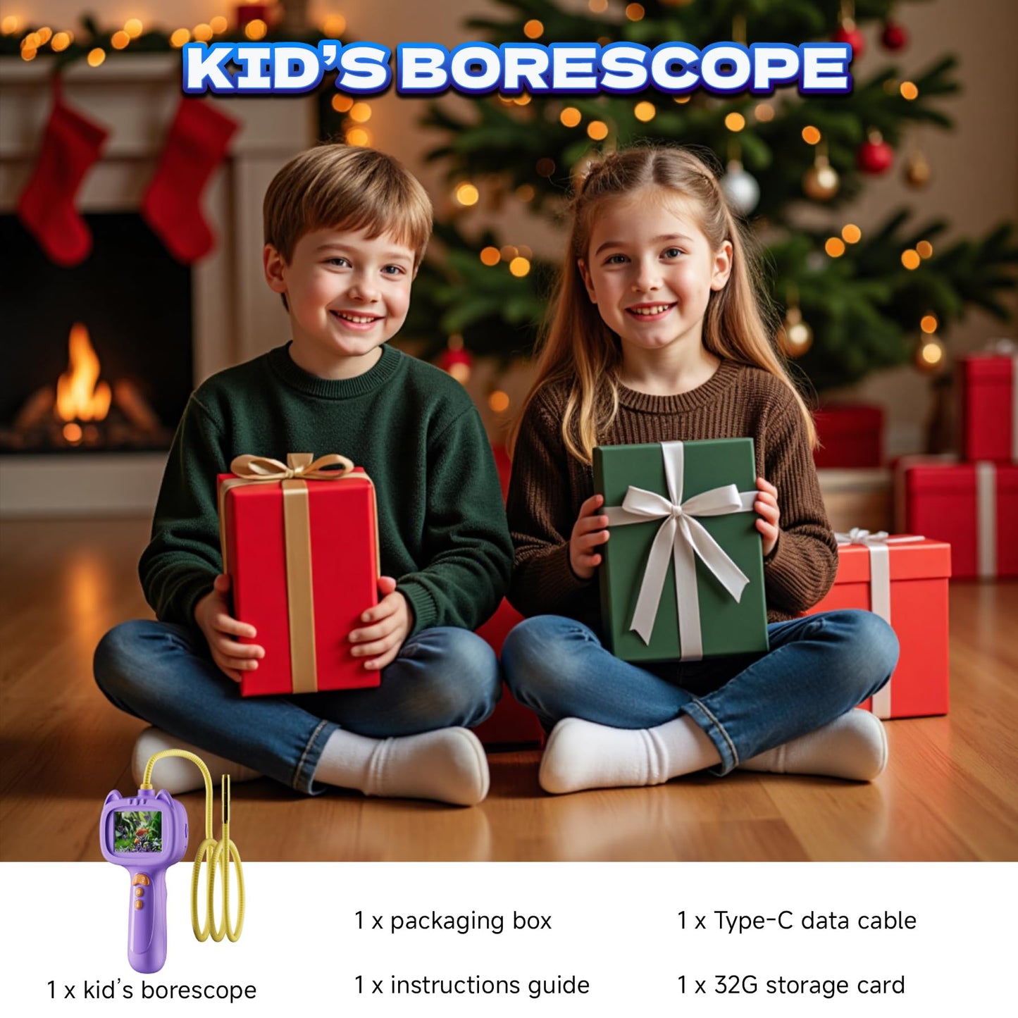 Borescope Snake Camera with Light for Kids，STEM Endoscope Educational Toy Kit，Outdoor Camping Nature Science Exploration Hoilday Birthday Gift for Boys & Girls Ages 3+ Years Old (Purple)
