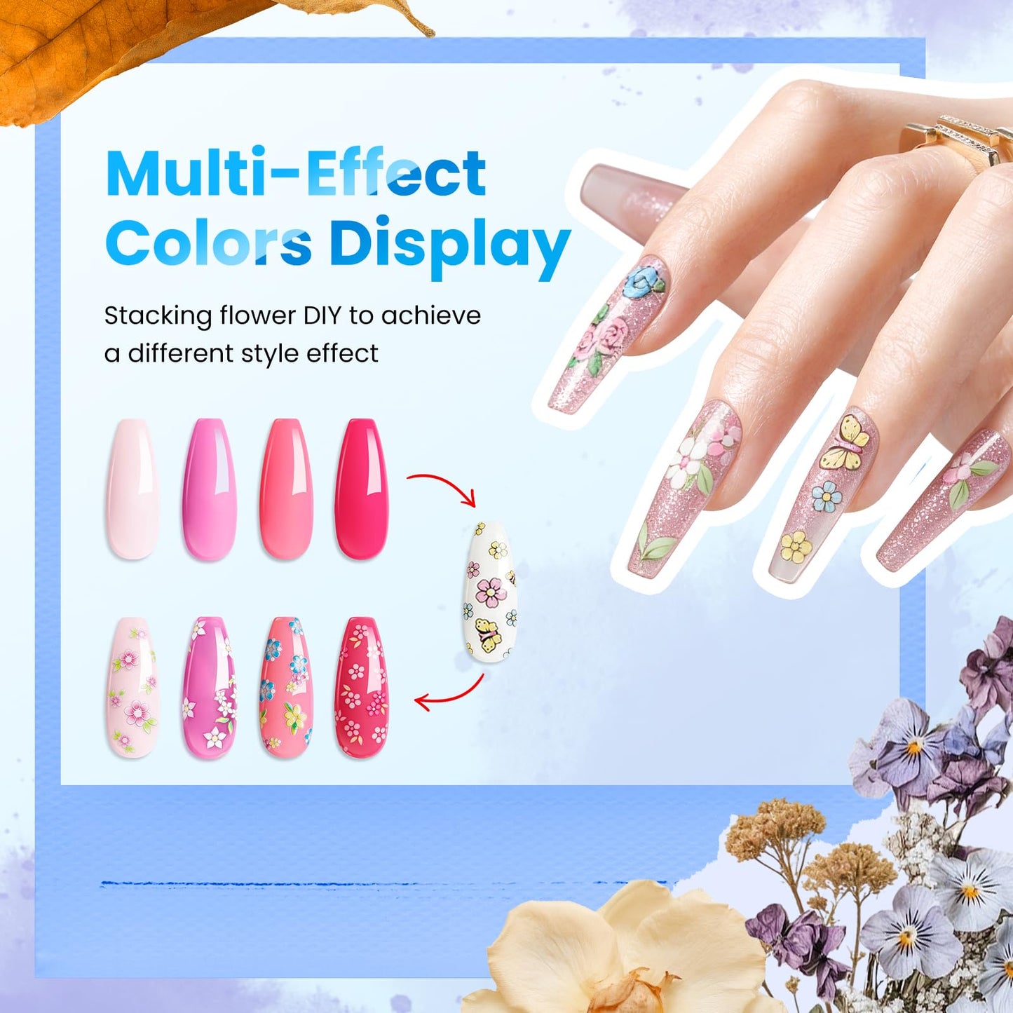 Nail Kit for Beginners with Everything: Acrylic Nail Set Professional Drill Powder Liquid Starter Kits with U V Lamp in Cosmetic Gift Bag for Women Salon Home(Blue)