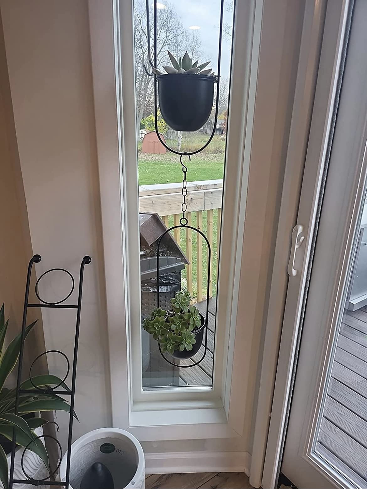 Eco Joy Shineloha 2 Pack Hanging Planters for Indoor Plants with 5.5" Pot + Ceiling Hook | Black Hanging Planter, Metal Plant Hanger, NO Plant incld