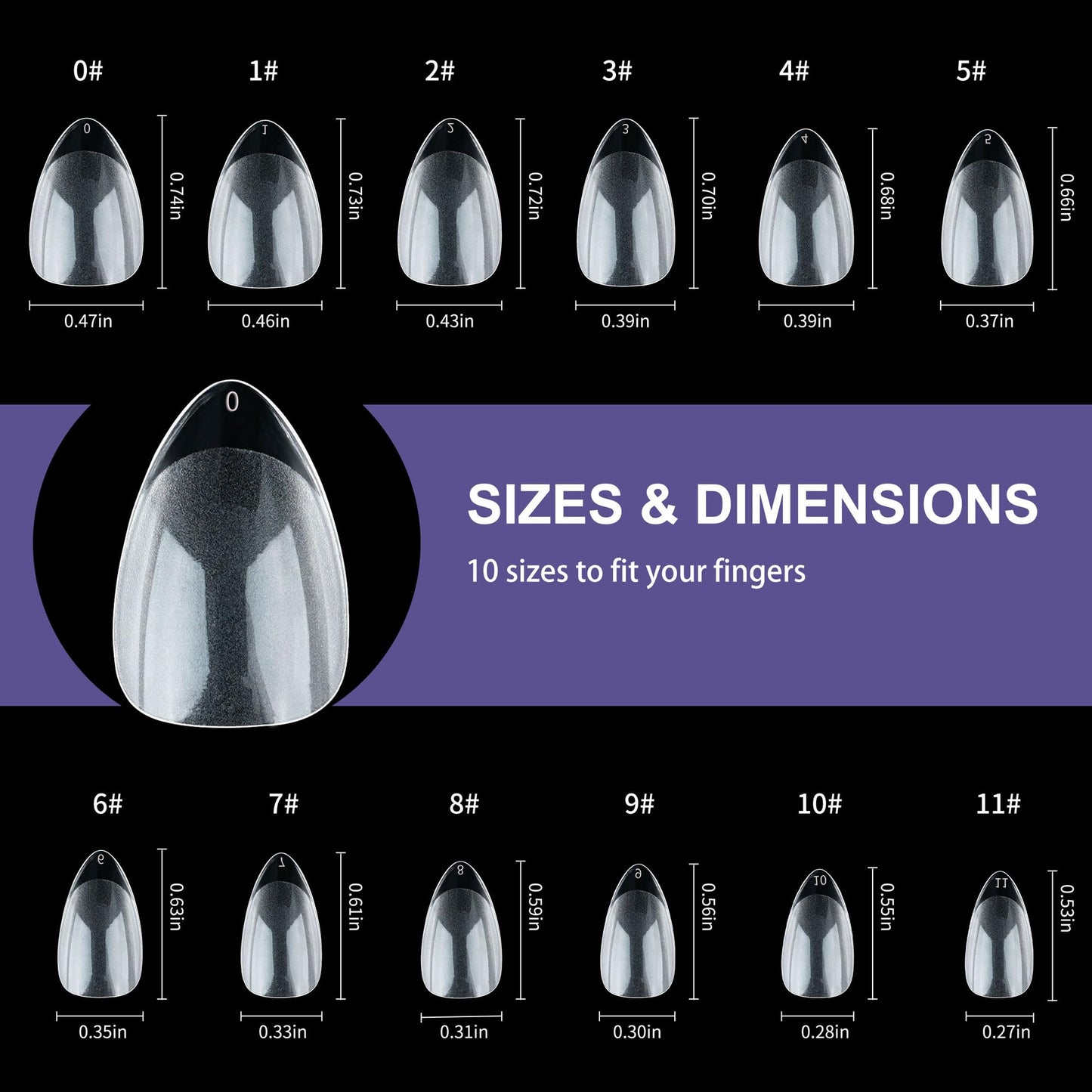 Half Matte Short Almond Fake Nail Tips, Soft Gel Pre-Shaped Nail Tips, Full Cover False Nails with Clear Box for Nail Salons and DIY Nail Art, 600PCS/12 Sizes