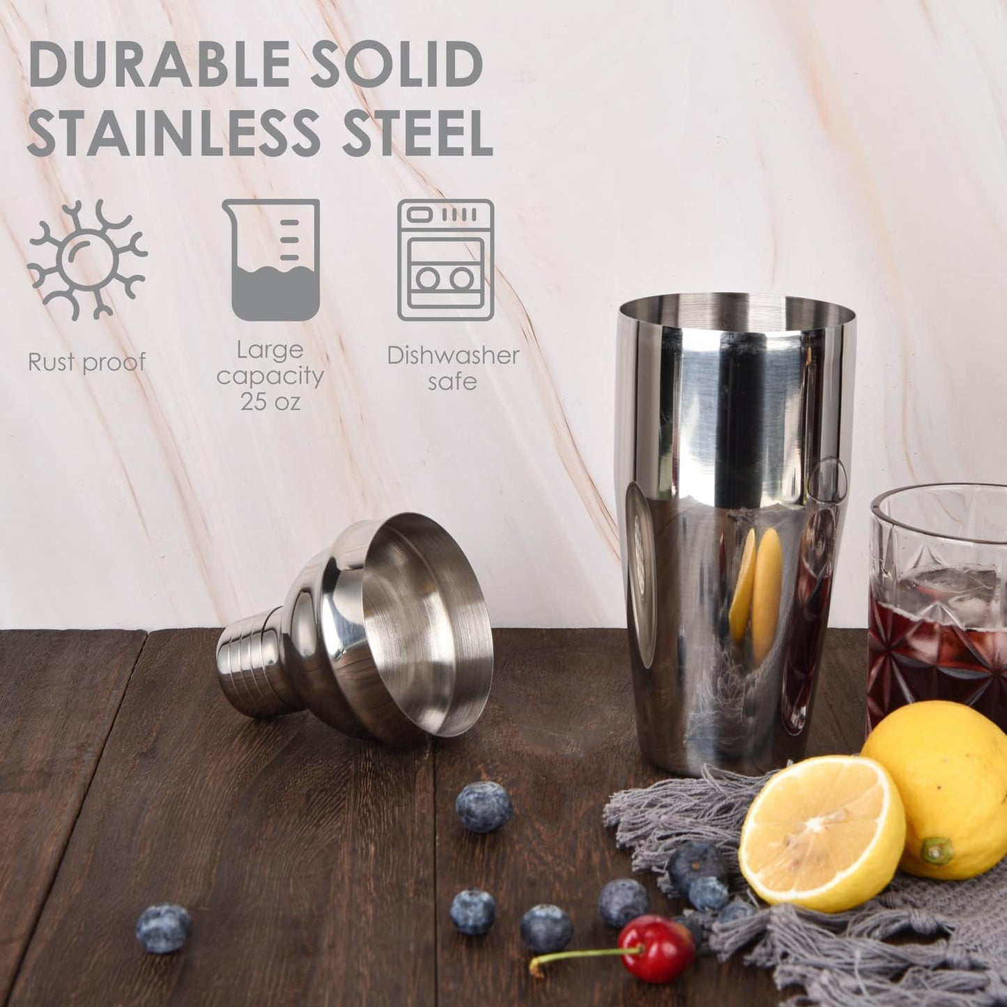 Esmula Cocktail Shaker Set,12 Piece 25oz Bartender Kit with Stand,Bar Set for Mixed Drink, Professional Bar Accessory : Shaker,Jigger,Strainer,Muddler,Liquor Pourers, House Warming Gifts