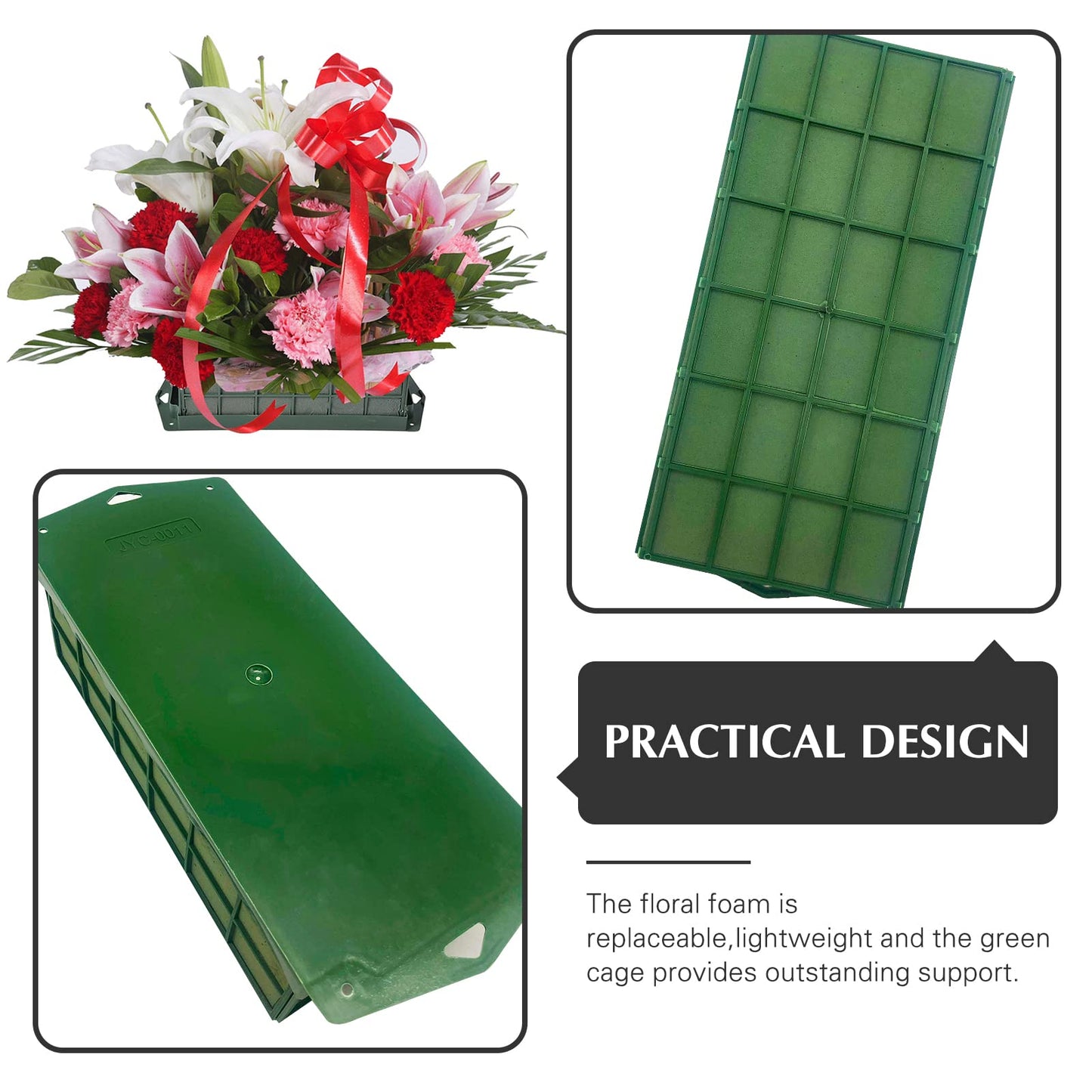 2 Pieces Floral Foam Cage, Flower Arrangements Supplies With Rectangle Holder, Bricks for Fresh Flower Wedding Holiday Decorations