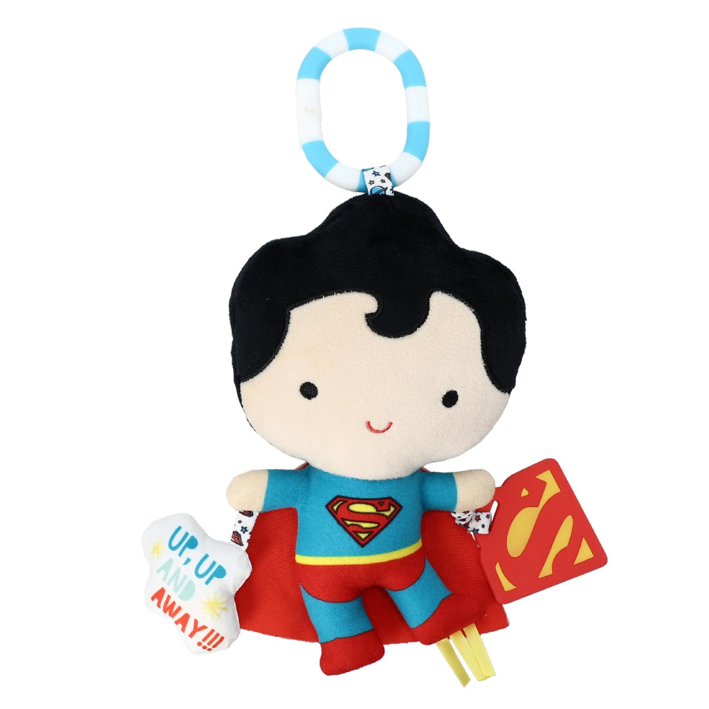 Kids Preferred DC Comics Superman Multi Sensory Activity Toy with Teethers, Crinkle Textures, and Clip for On The Go Fun for Infant and Baby Boys and Girls, Medium