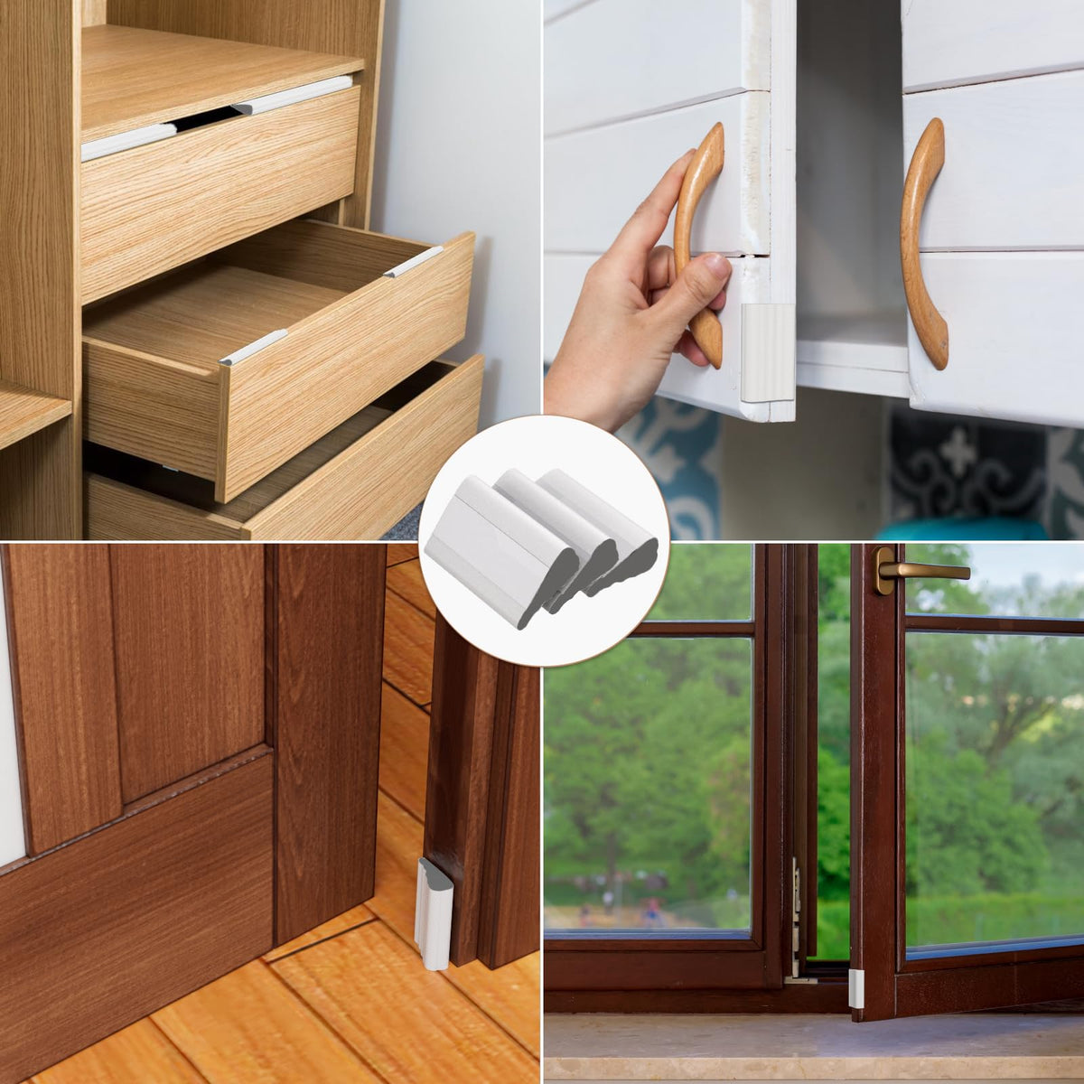 Wedge Shape Window Weather Stripping Door Frame Seal 3Pcs×196” White (49 Foot)