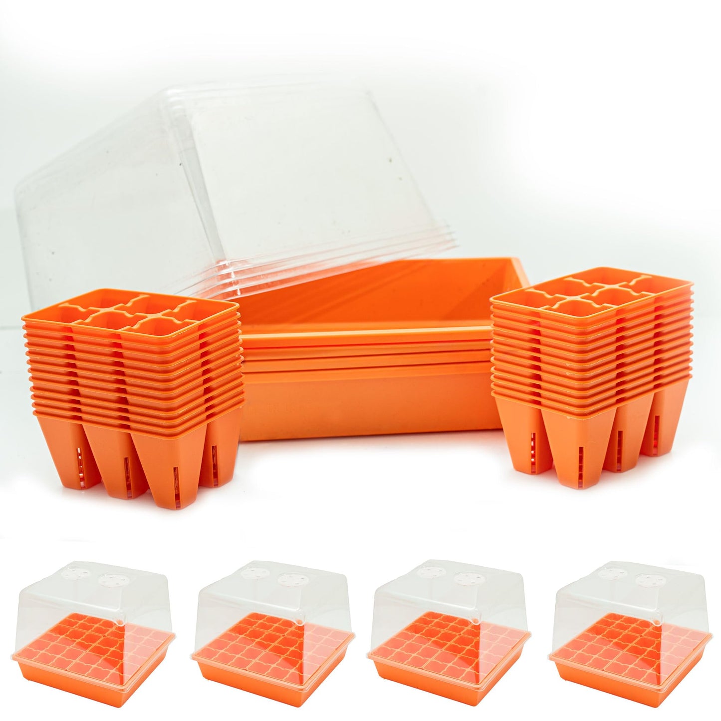 Bootstrap Farmer Countertop Seed Starter Kit in Orange, Reusable 1010 Tray Bundle with Inserts and Humidity Dome