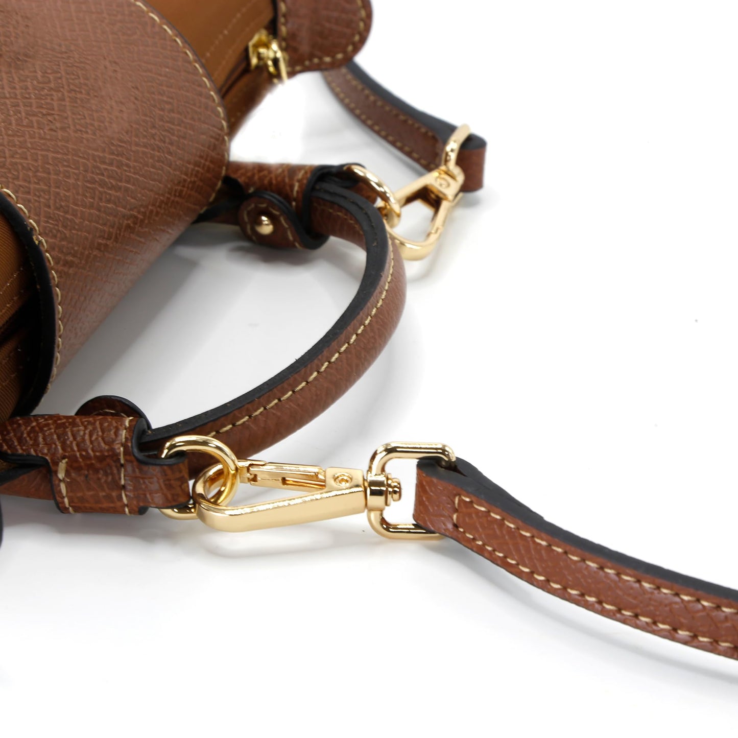 banbeln Mini Bags Leather Shoulder Strap Kit Fit For Adjustable Crossbody Small Bag (Brown&gold)