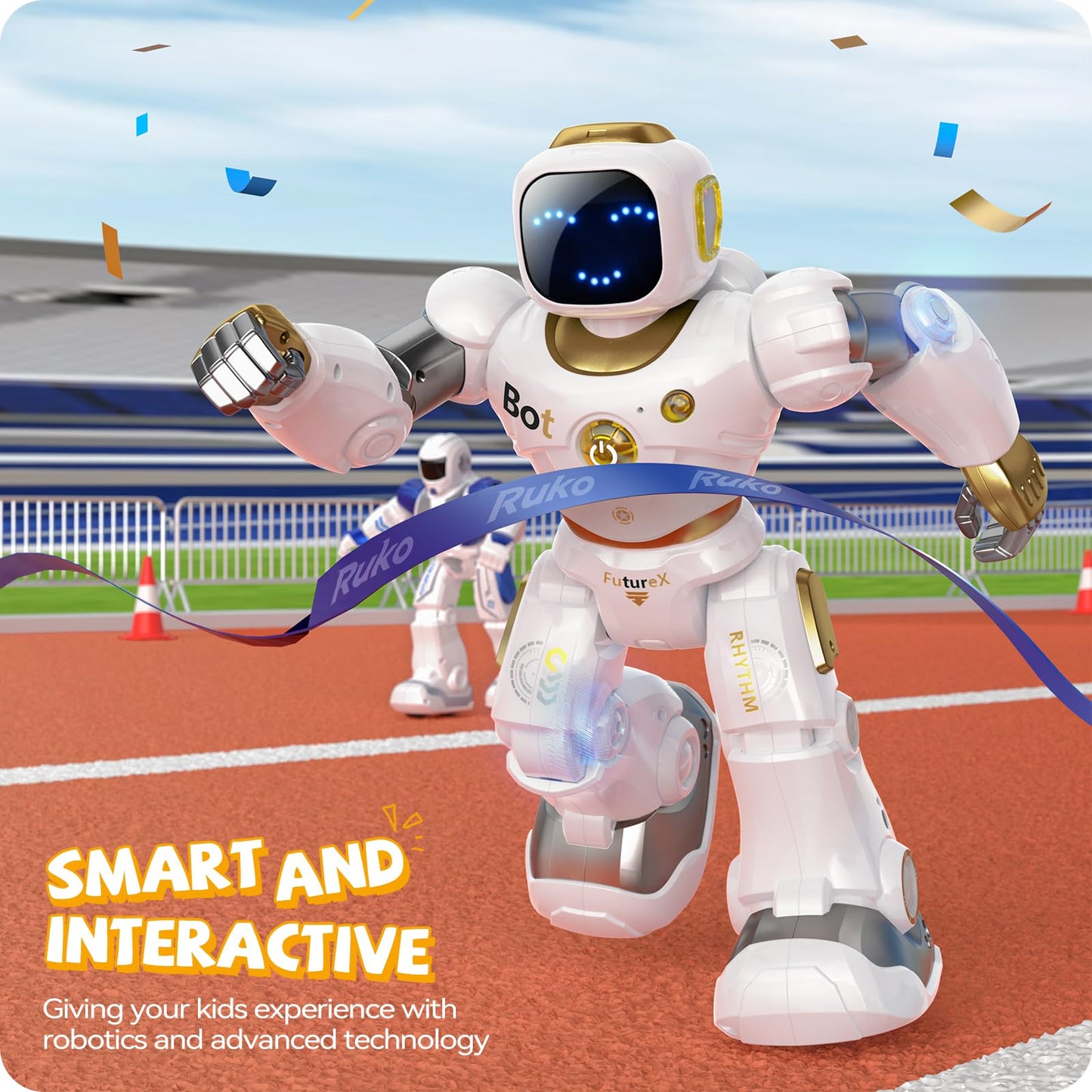 Ruko 1088 Smart Robot for Kids, Large Programmable Interactive STEM RC Robot, Voice Control and App Control, Gifts for Boys and Girls 4 5 6 7 8 9, Gold