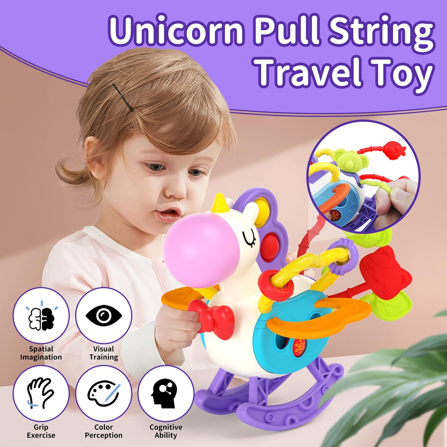 usrela 4 in 1 Baby Toys for 6 12 18 Month, Learning Toys for Babies 6-12 Months, Busy Cube, Stacking Sorter, Piano Xylophone Pull String Travel Toy, Birthday Gifts for Toddlers 1 2 Years Old