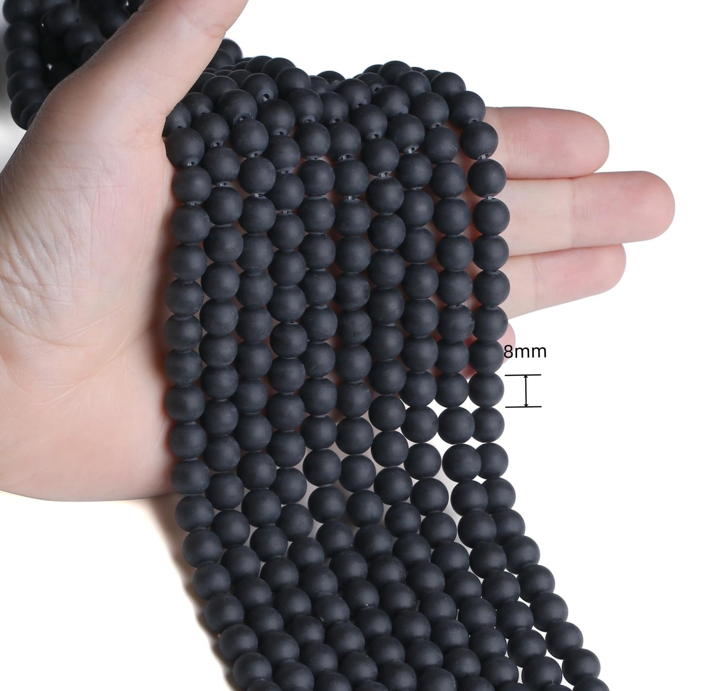 NUKAYAI Natural Matte Black Obsidian Beads 100Pcs 8mm Crystal Beads Loose DIY Round Stone Bead for Bracelet Necklace Earrings Making