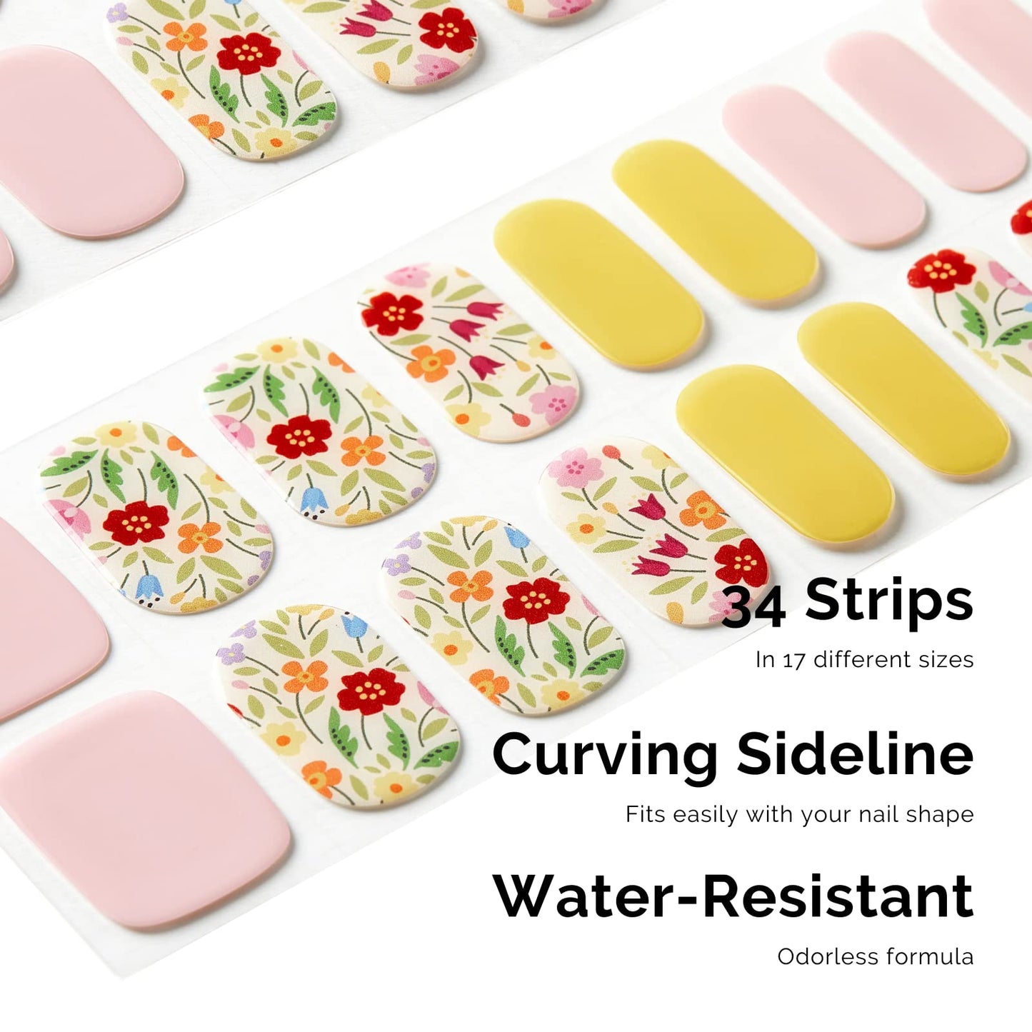 Nailog Semi Cured Gel Nail Strips 34 pcs | Long Lasting Nail Polish Sticker Wraps with Glossy Gel Finish | Idyll