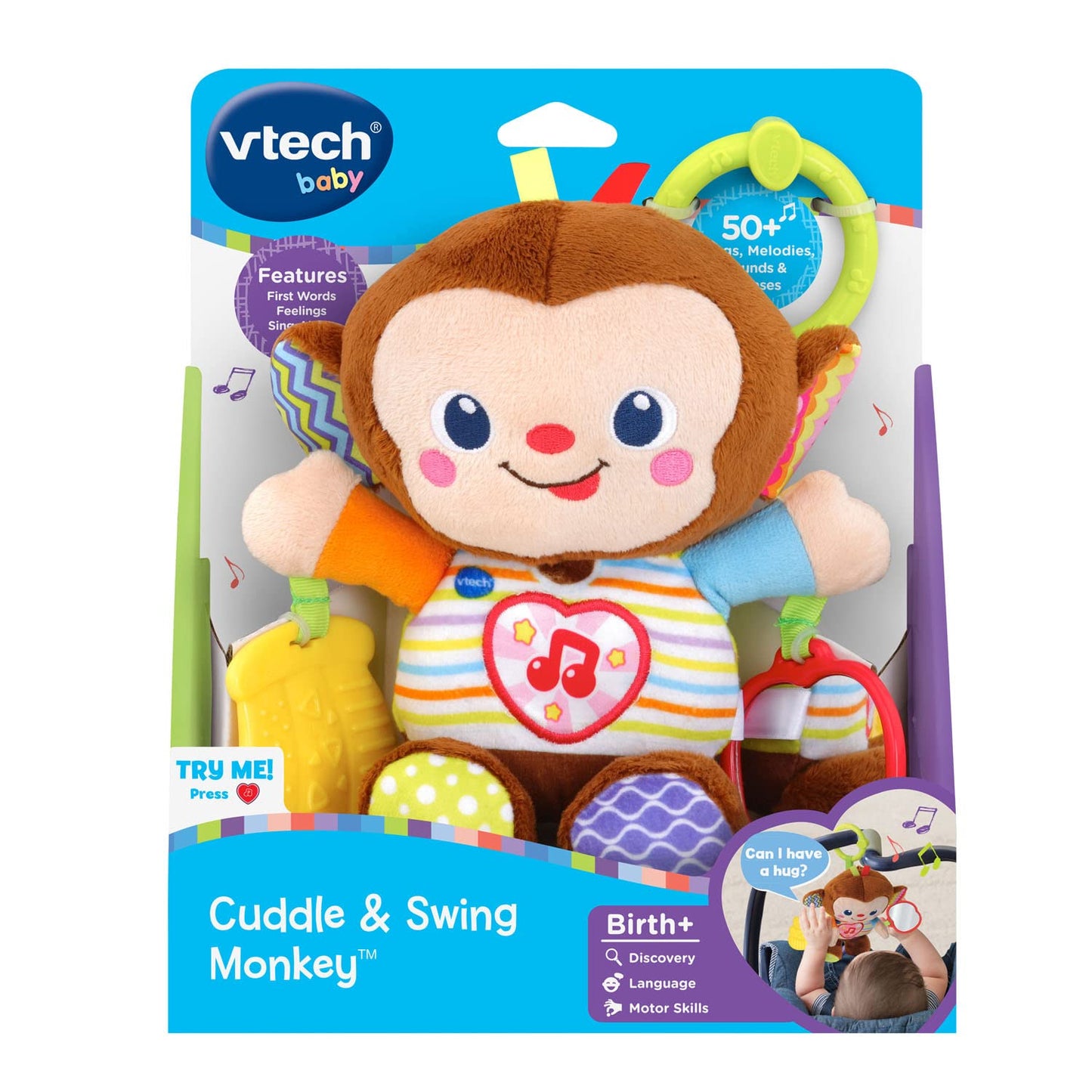 VTech Cuddle and Swing Monkey, Multicolor