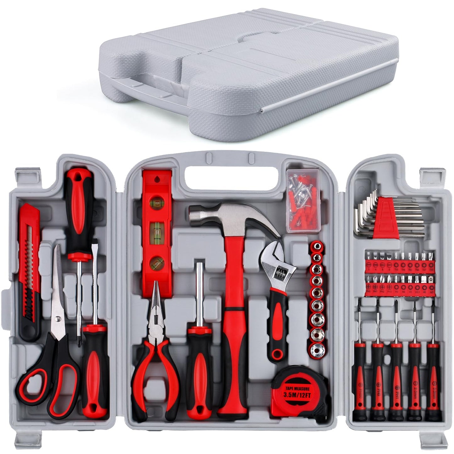 WINNER 156-Piece Delicate All-Purpose Home Tool Kit in Foldable Toolbox, Unisex | Complete and Essential Hand Tools Set for General House Repairs, Dorm, Apartments, Perfect Housewarming & Holiday Gift