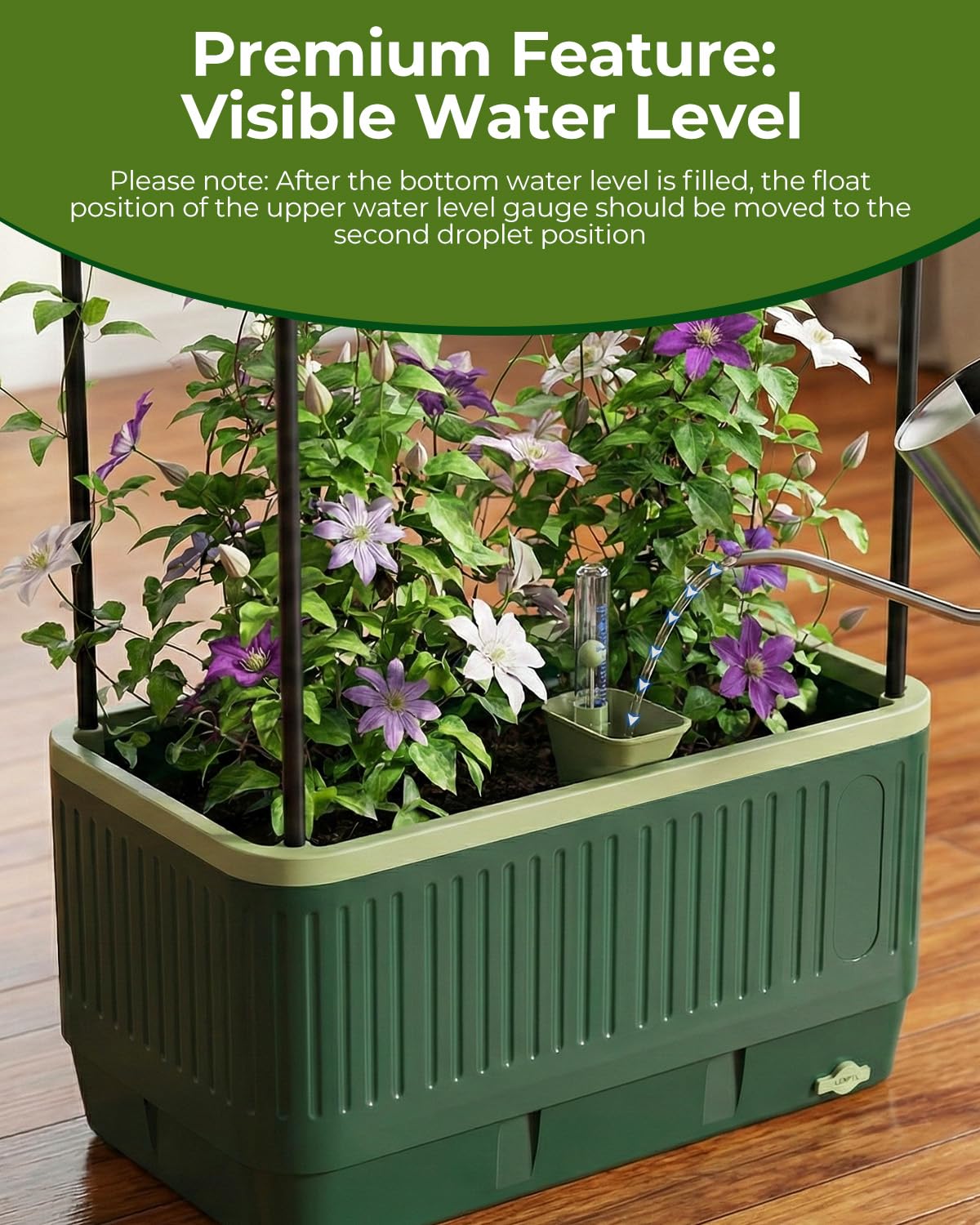 Tomato Planter with Trellis, Self Watering Planter Box with Trellis, Vertical Raised Garden Bed Planter for Climbing Vegetables Indoor Outdoor Patio