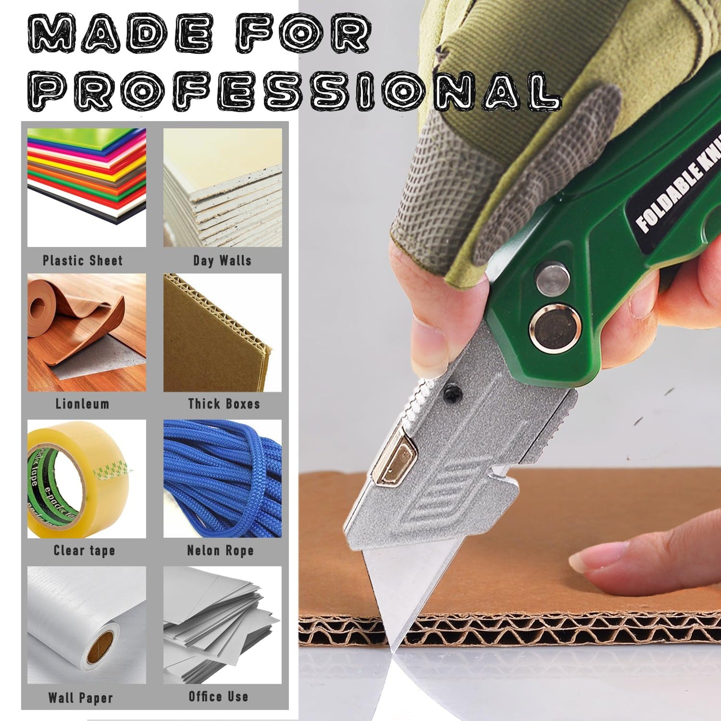 10-Pack Safe Lock Folding Box Cutter Set with 30 Replacement Blades, Professional Utility Razor Knife Bundle (Box Cutter Plus (10Pcs))