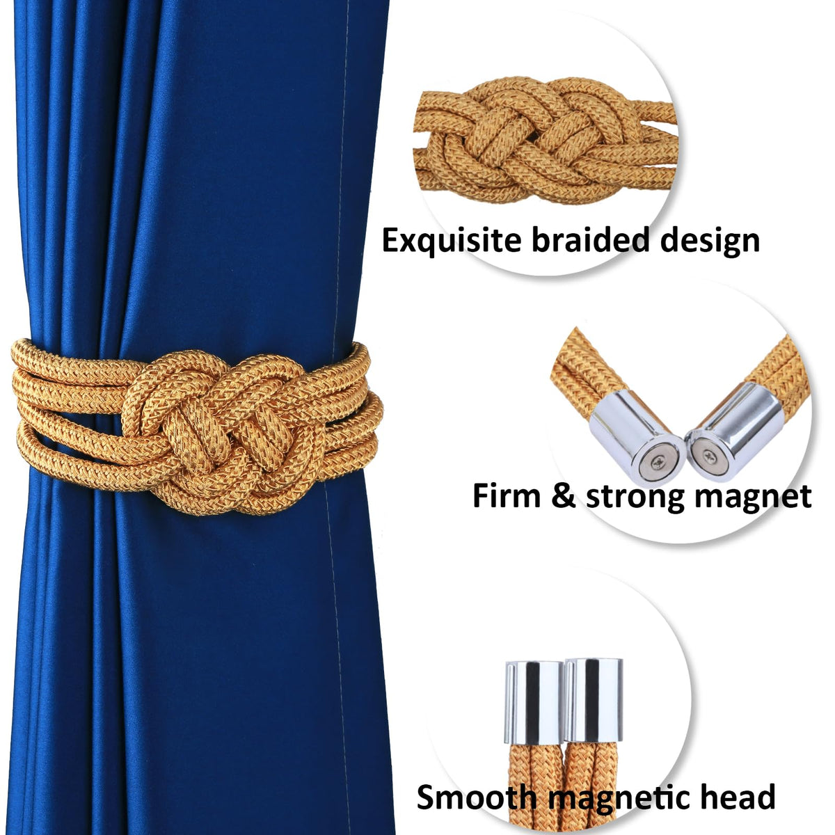 4 Pack Magnetic Curtain Tiebacks (4 Count)