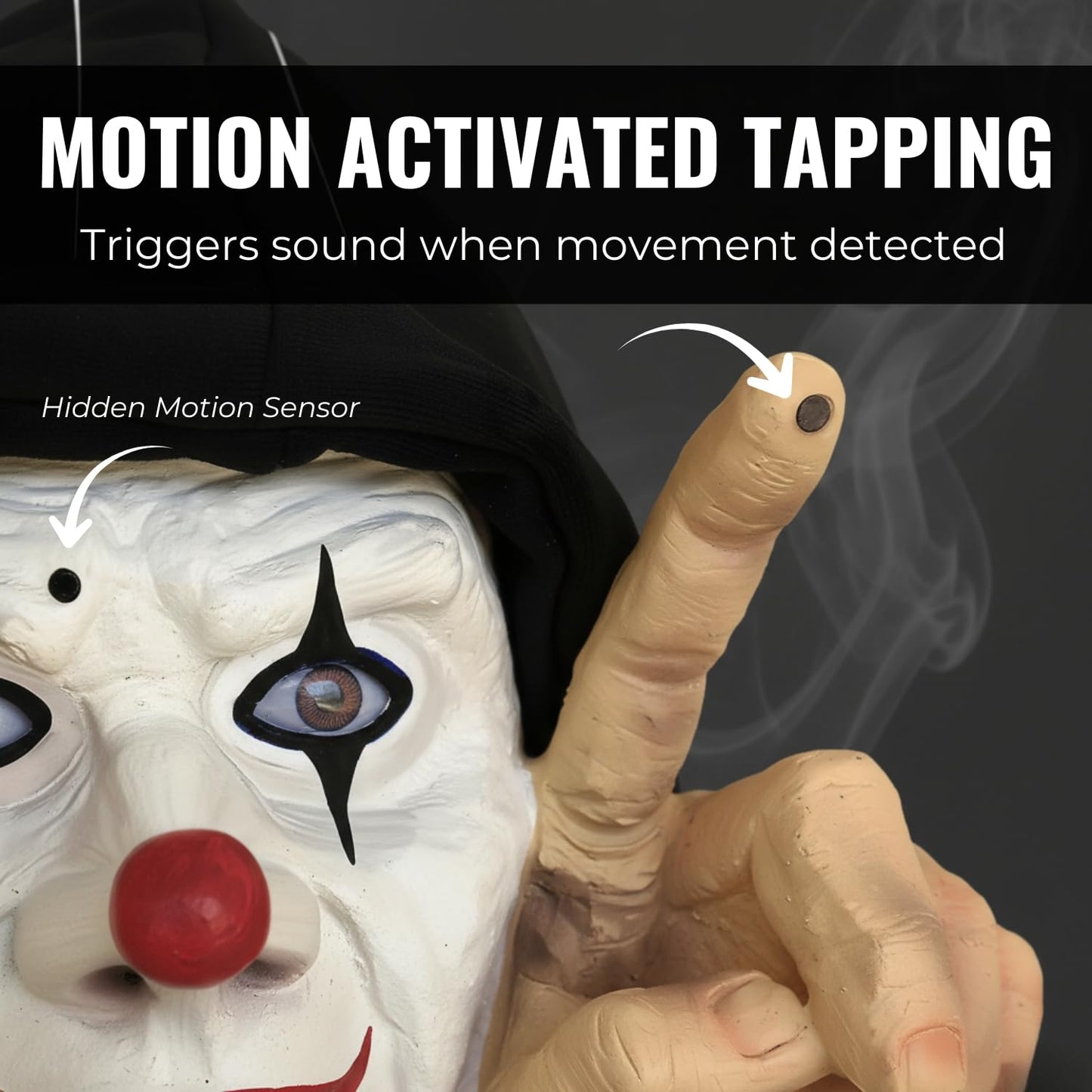 Scary Peeper Tapping Clown Halloween Decoration - 8" x 12" x 12" (1 Pc.) - Scary Realistic Design - Perfect for Halloween Parties, Haunted Houses, & Pranks