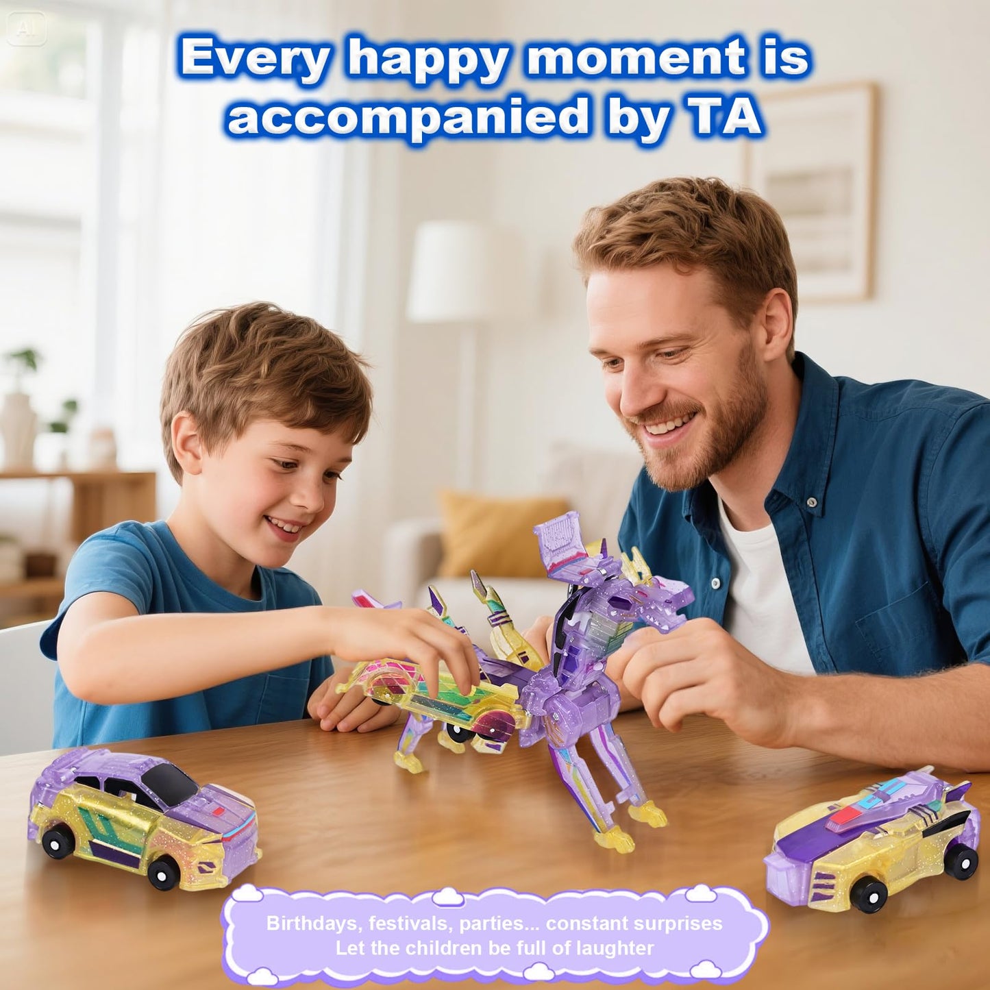 Gkiozu Magnetic Dinosaur Car Toy - 2 in 1 Crash & Transform Vehicle to Dino, No Battery Needed for Kids Age 3-12, Birthday Gift (Yellow)