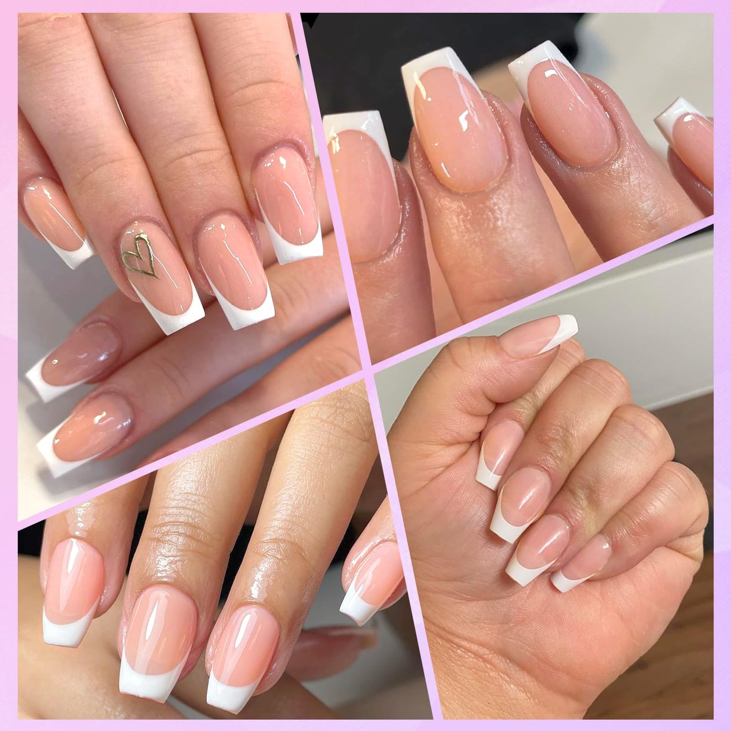 Lifextol 240pc French Tip Press on Nails Medium Fake Nails with Glue and Adhesive Tab, False Acrylic Nails Press on Nails Coffin Nail Tips Artificial Glue on Nails Press ons Fingernail Stick on Nails