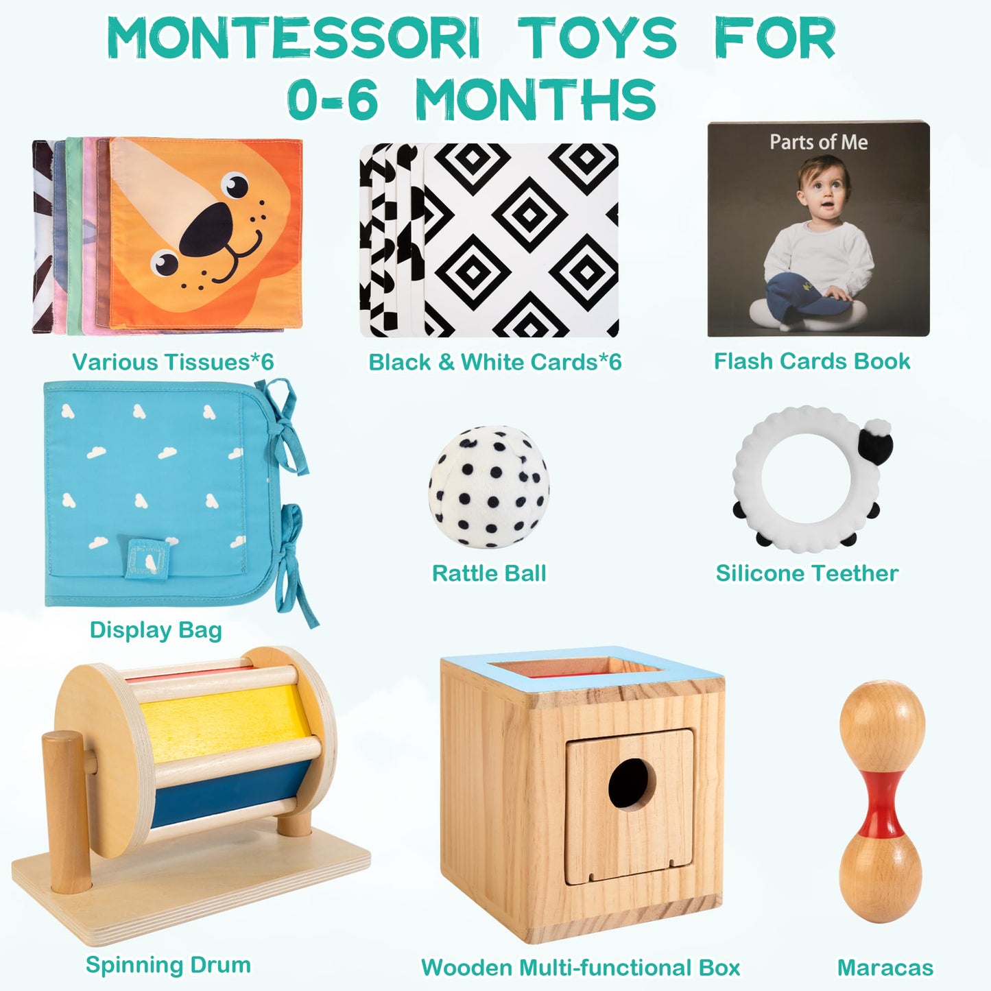 WOODMAM Montessori Educational Box for Baby Toddler