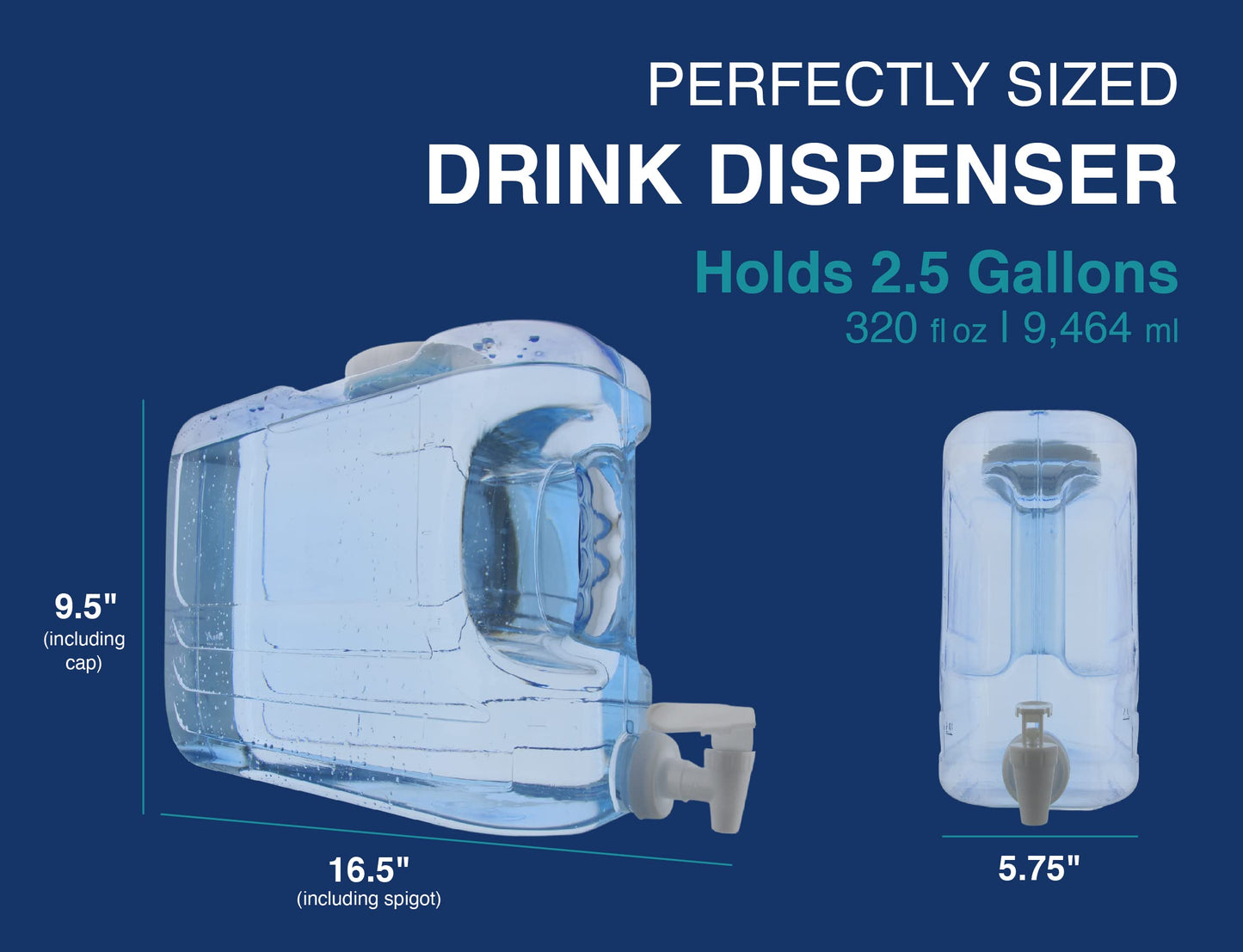 Arrow Home Products Oasis Drink Dispenser for Fridge, 2.5 Gallon - Plastic Beverage Dispenser with Spigot for Easy Dispensing - BPA Free Clear Plastic - Convenient Handle, Easy-Pour Spout